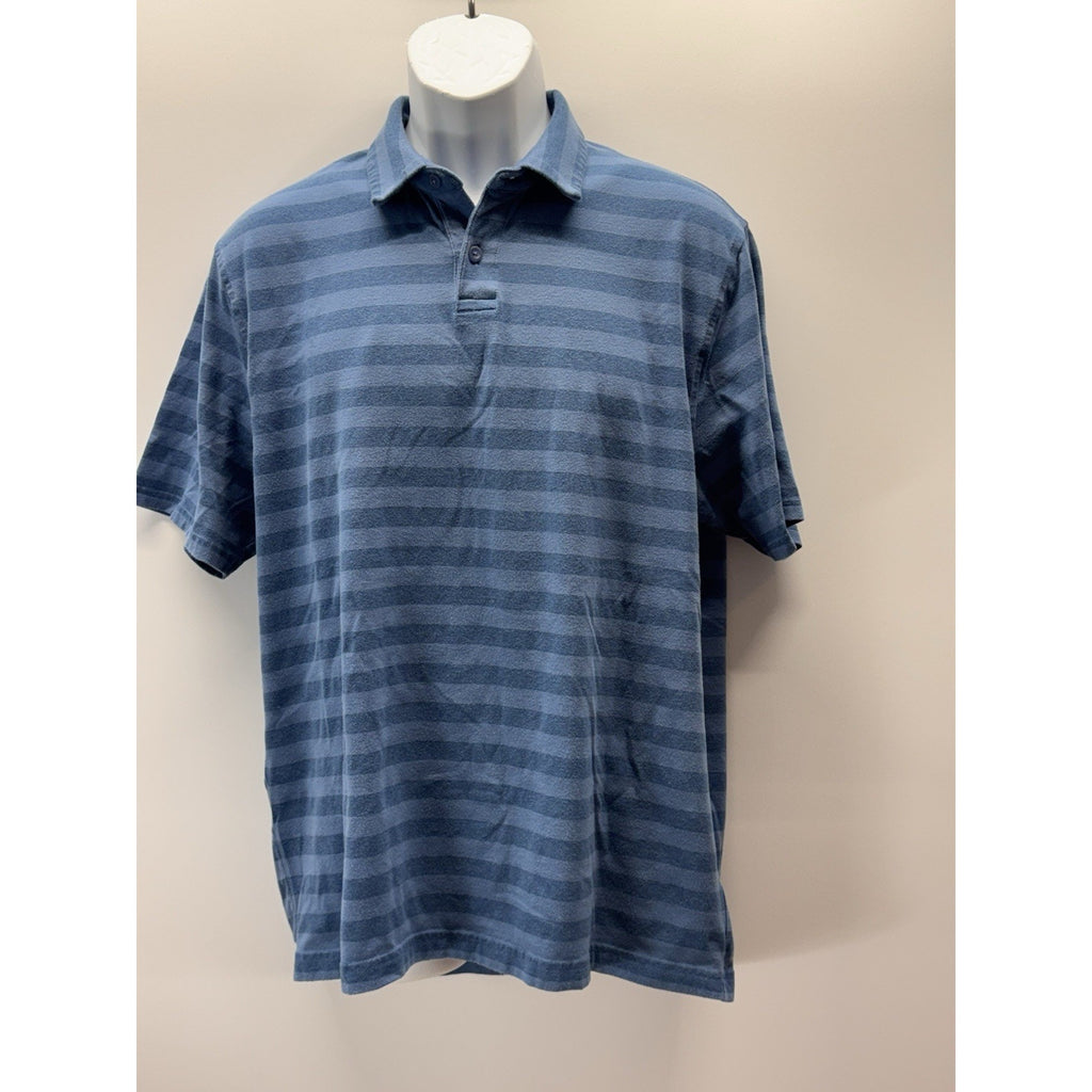 Under Armour Polo Shirt Blue Stripes Performance Moisture Wicking Men’s Size L