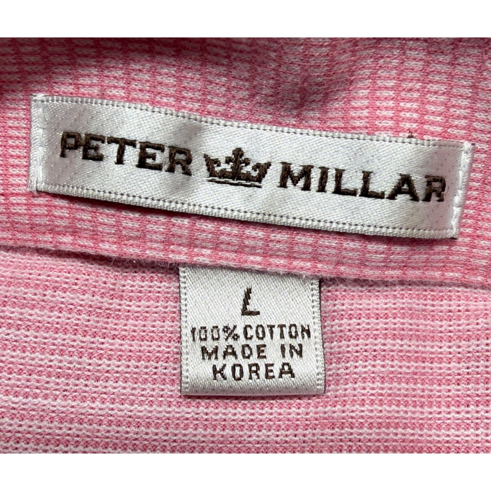 Peter Millar Polo Shirt Mens Large Light Pink Cotton Short Sleeve Casual Golf