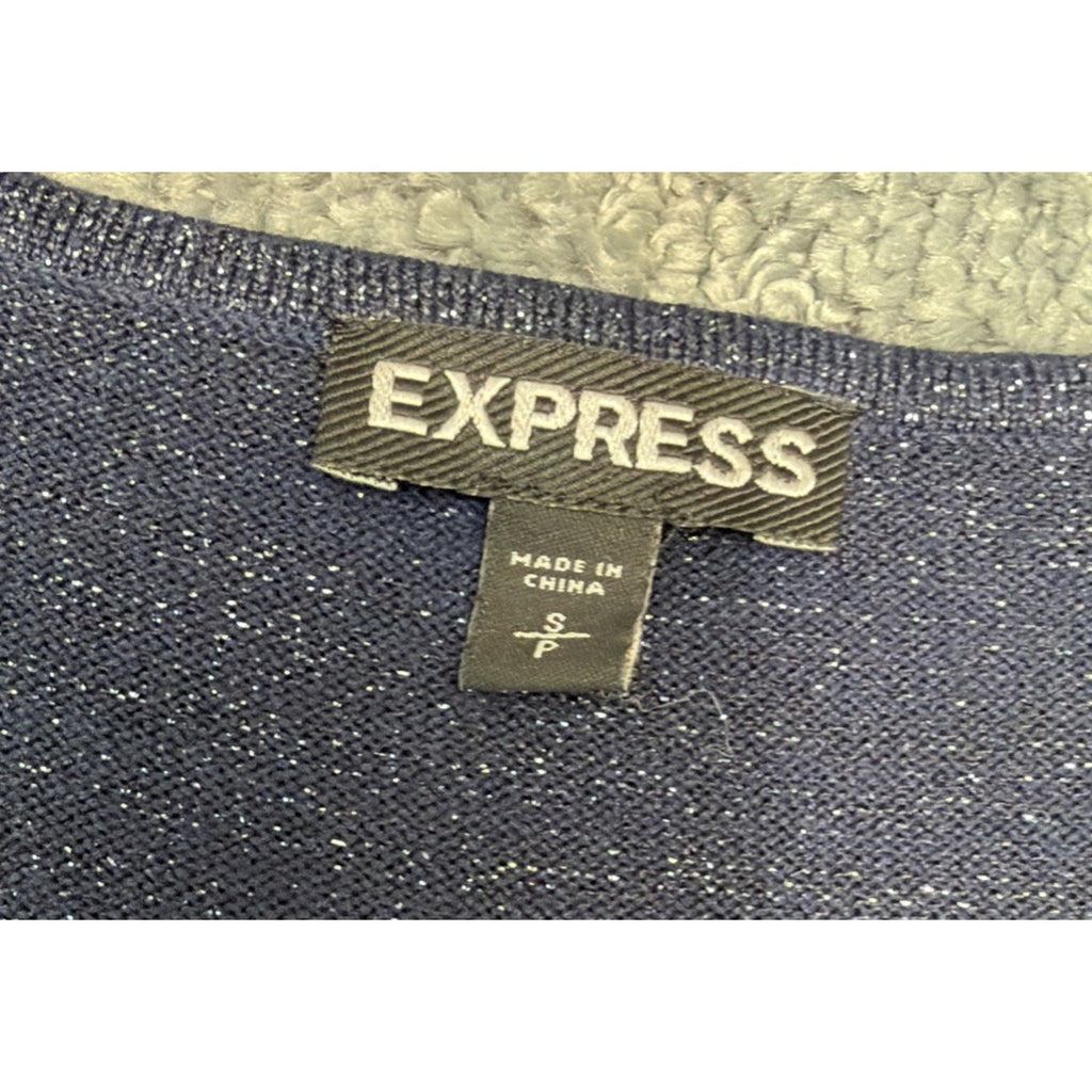 Express Womens Dress Size Small Blue Scoop Neck Metallic Stretch Sleeveless