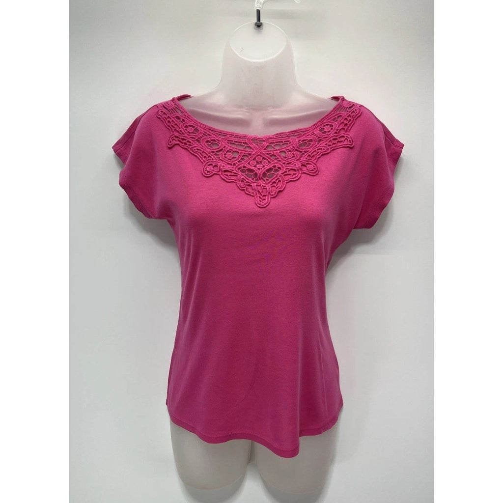 Talbots Embroidered Drop Shoulder Short Sleeve Tee Size Small Petite