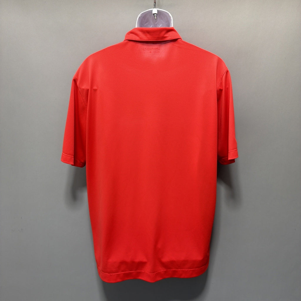 Nike Golf Dri Fit Shirt Mens L Orange Stipe Polo Performance Illini Country Club