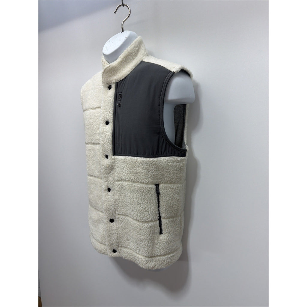 Men Banana Republic White / Cream / Ivory Sherpa Fleece Vest Size Medium