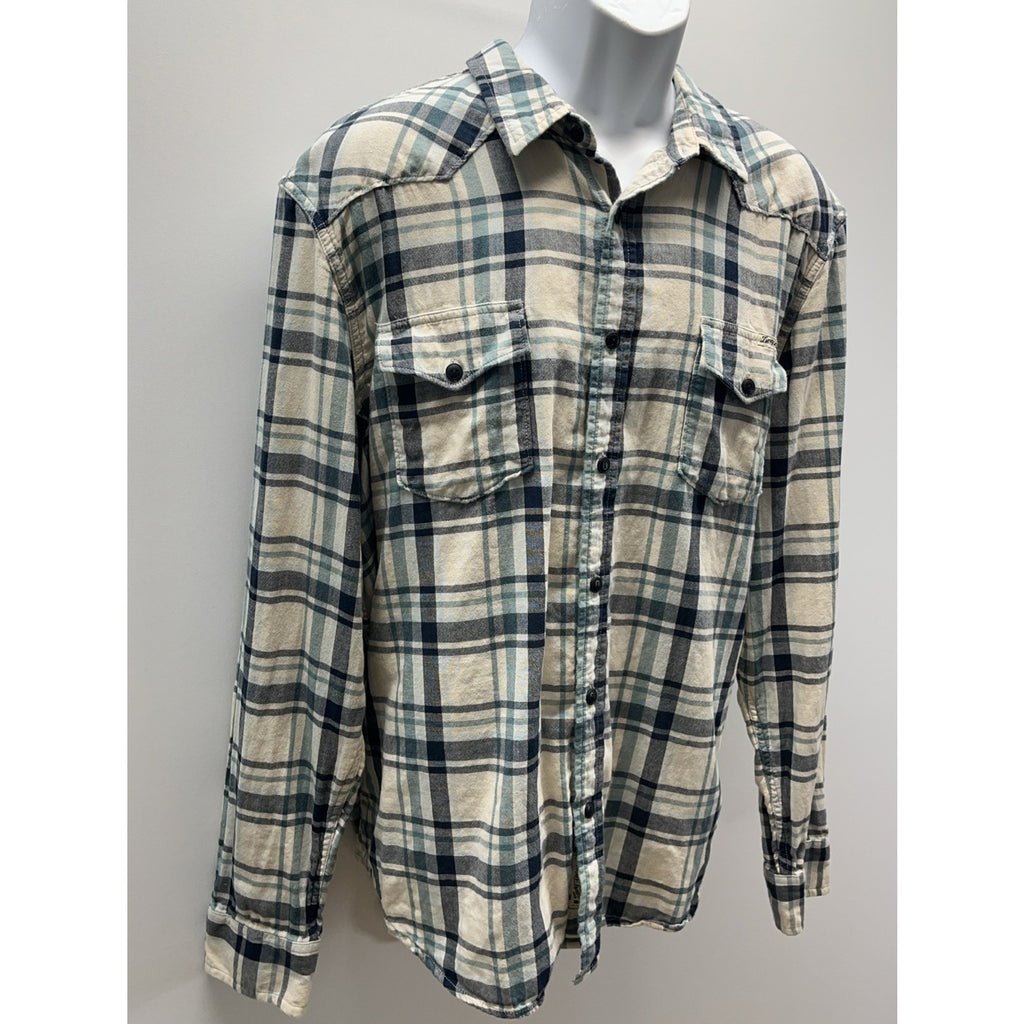Lucky Brand Men’s Lined Button Up Western Plaid Long Sleeve XX-Large Sportswear