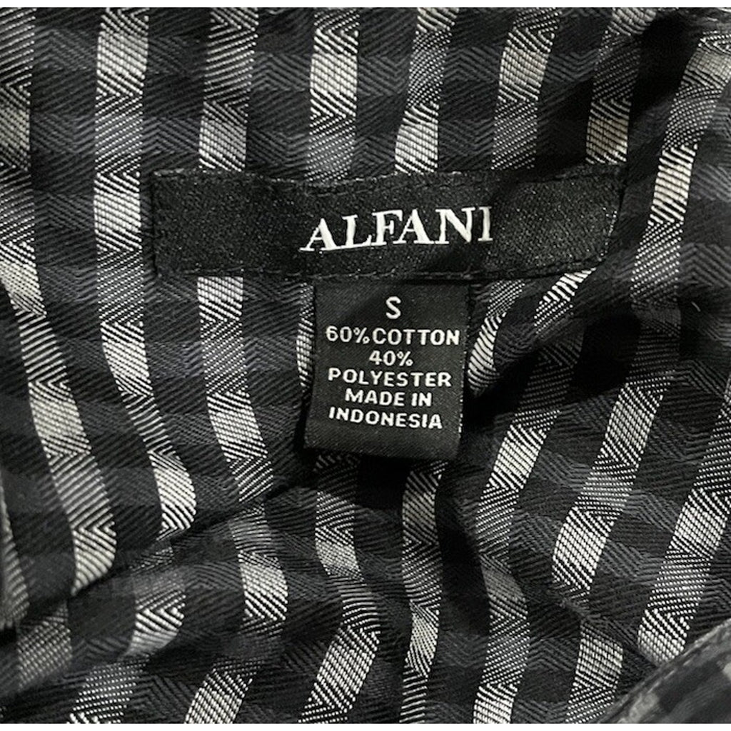 Alfani Men's Small Black and Grey Checkered Button-Down Shirt Black Buttons