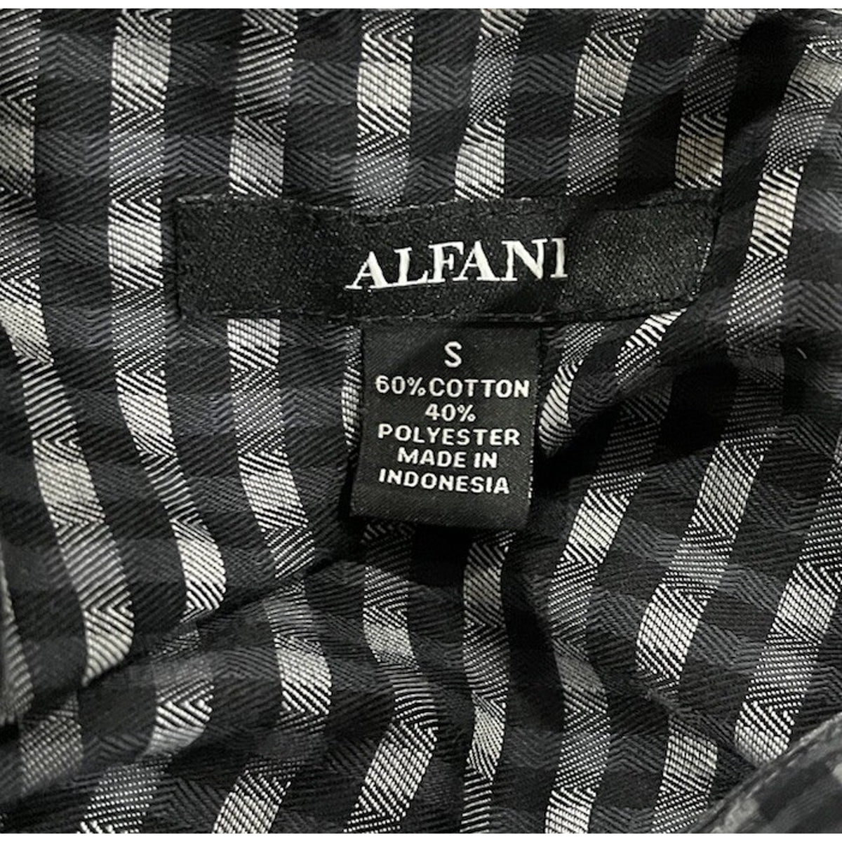 Alfani Men's Small Black and Grey Checkered Button-Down Shirt Black Buttons
