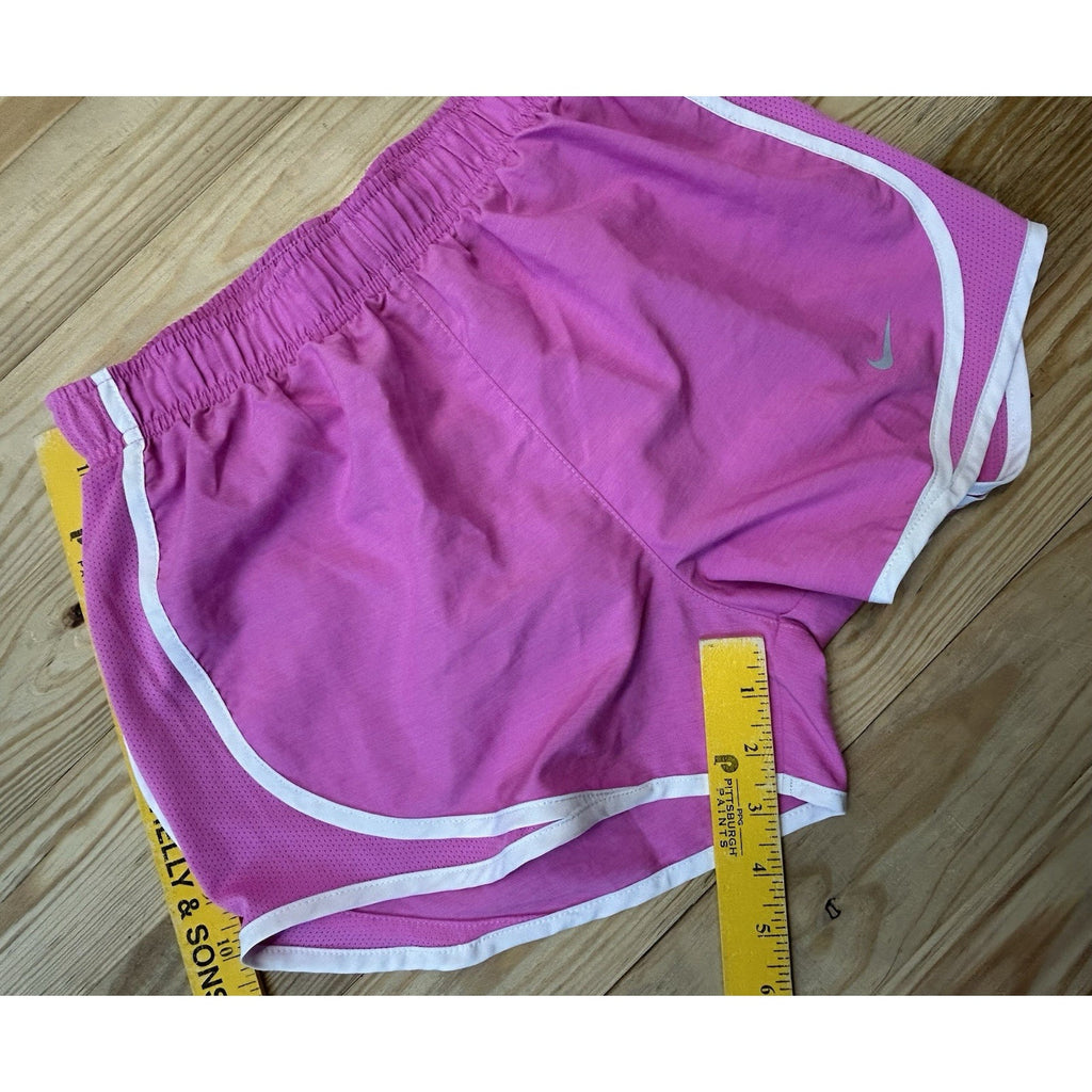 Nike Women's Size XS Athletic Shorts Dri Fit Gym Run Pink-White Polyester Liner.