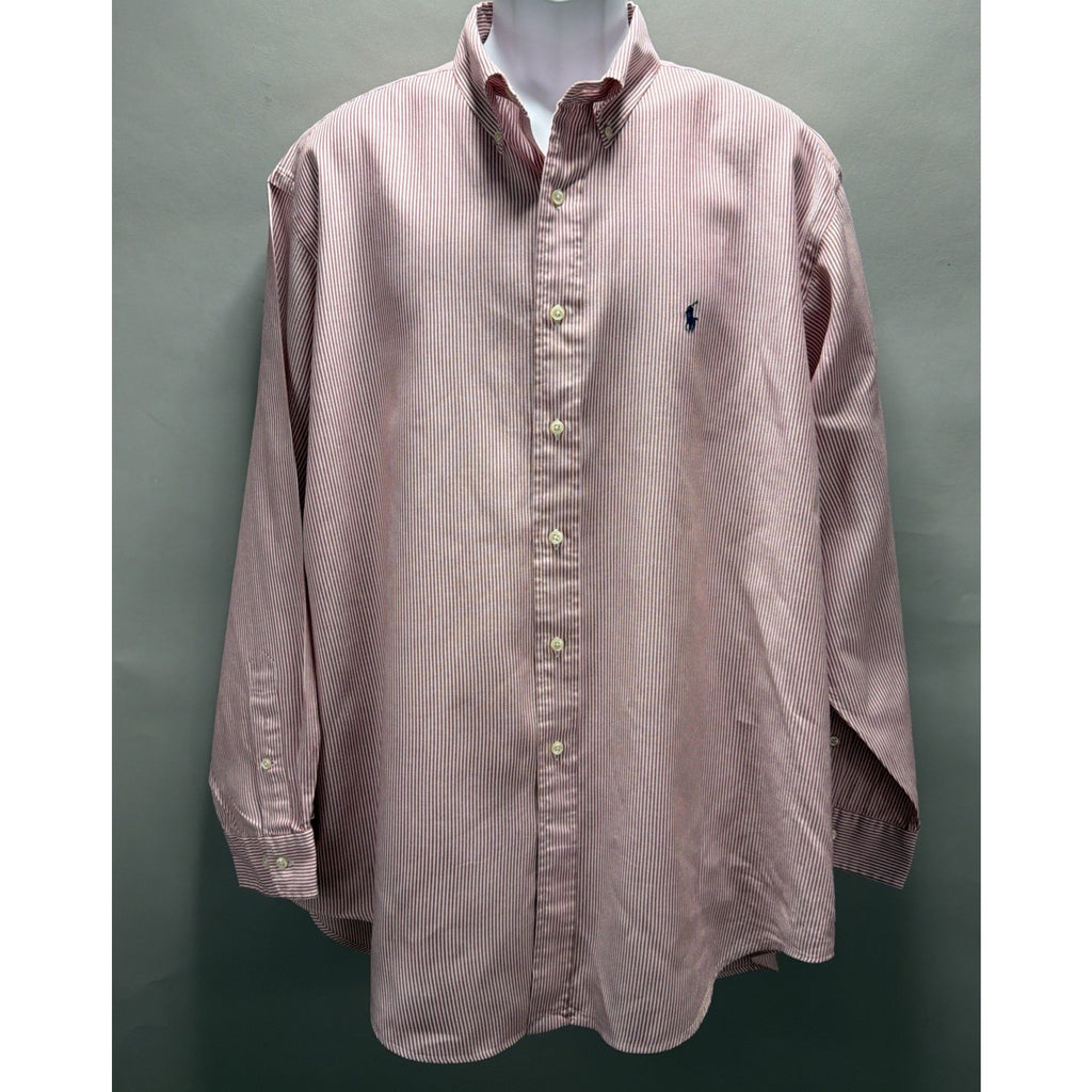 Vtg 90s Polo Ralph Lauren Yarmouth Mens Pink Button Down Long Sleeve Shirt XL