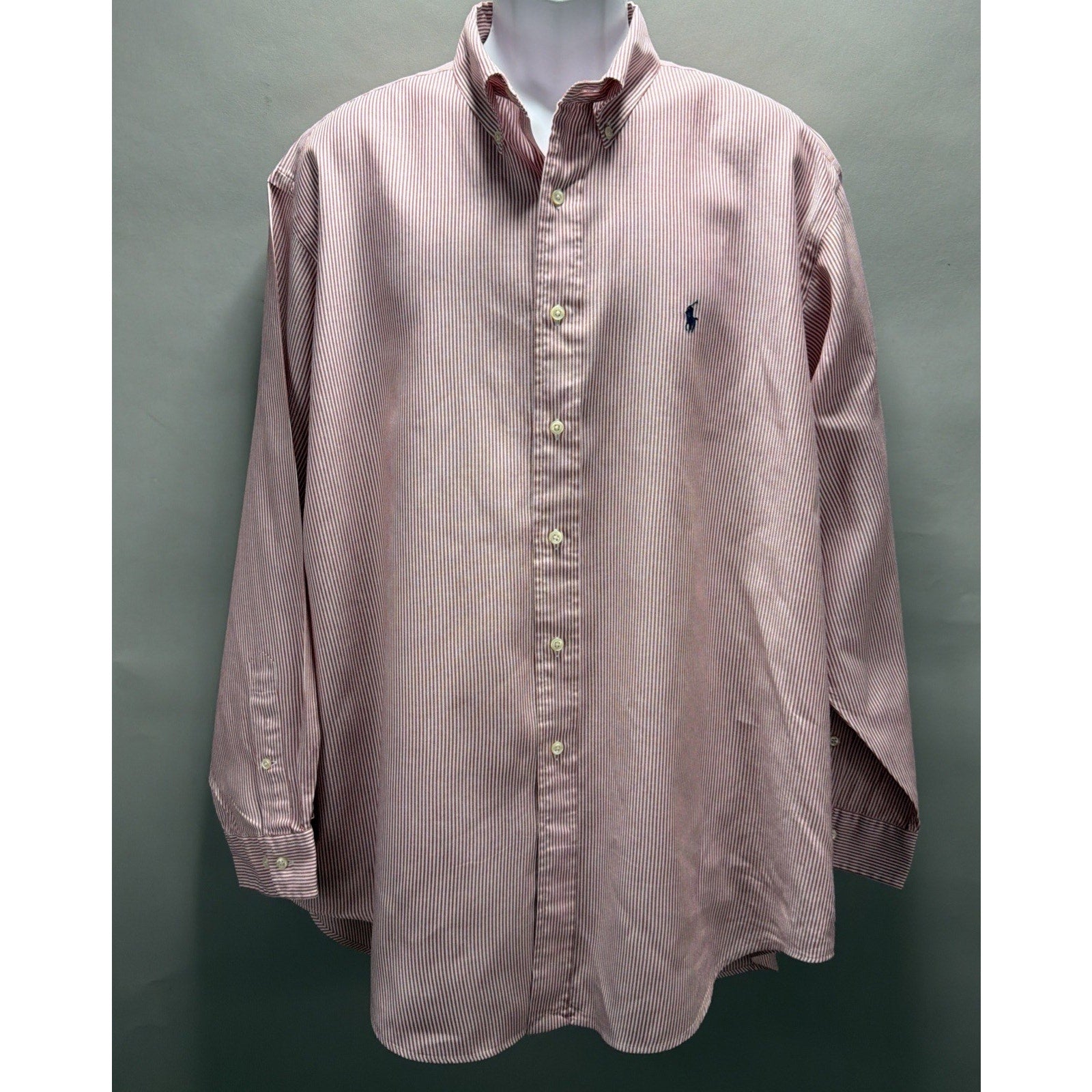 Vtg 90s Polo Ralph Lauren Yarmouth Mens Pink Button Down Long Sleeve Shirt XL