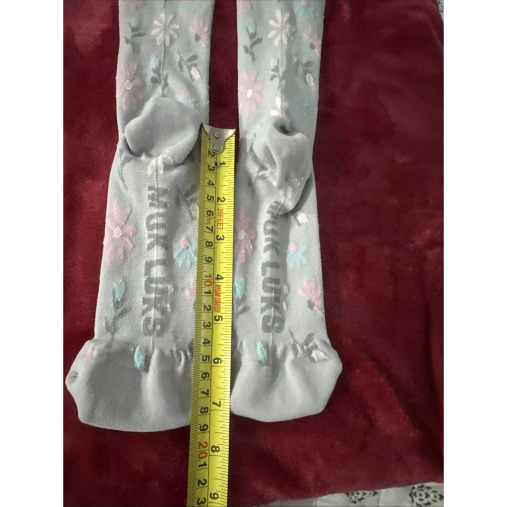 MUK LUKS Women’s Gray Floral Knee High Compression Socks Pink Blue Flowers