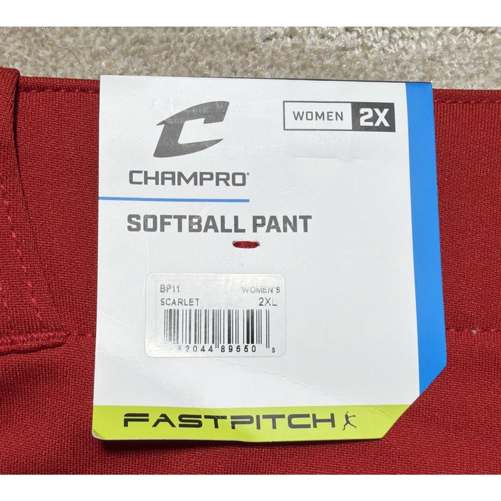 Champro BP11 Women’s Softball Pants 2XL Red Elastic Bottom Fastpitch NWT
