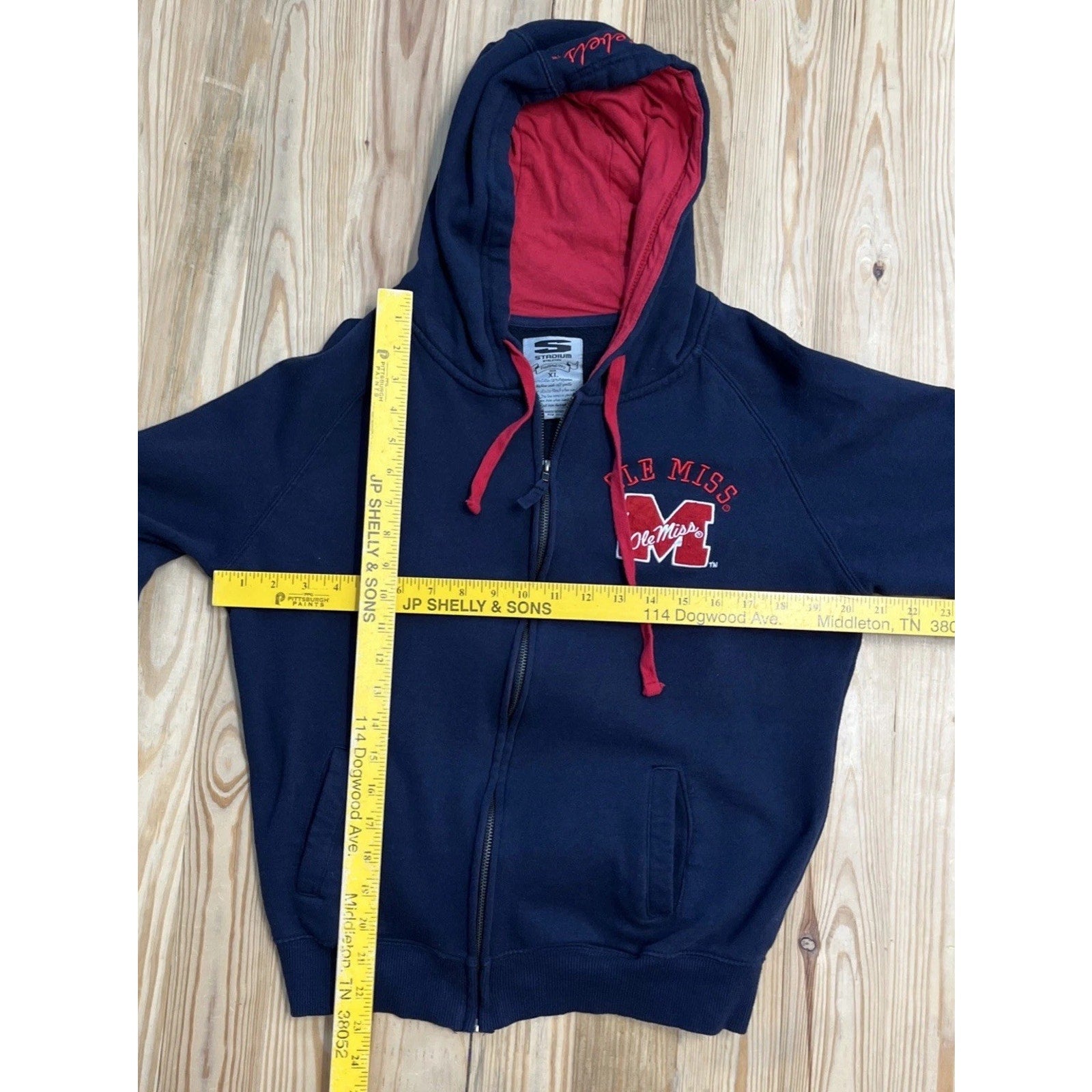 Women’s Stadium Athletics Full Zip Ole Miss Embroidered Logo Hoodie Size XL