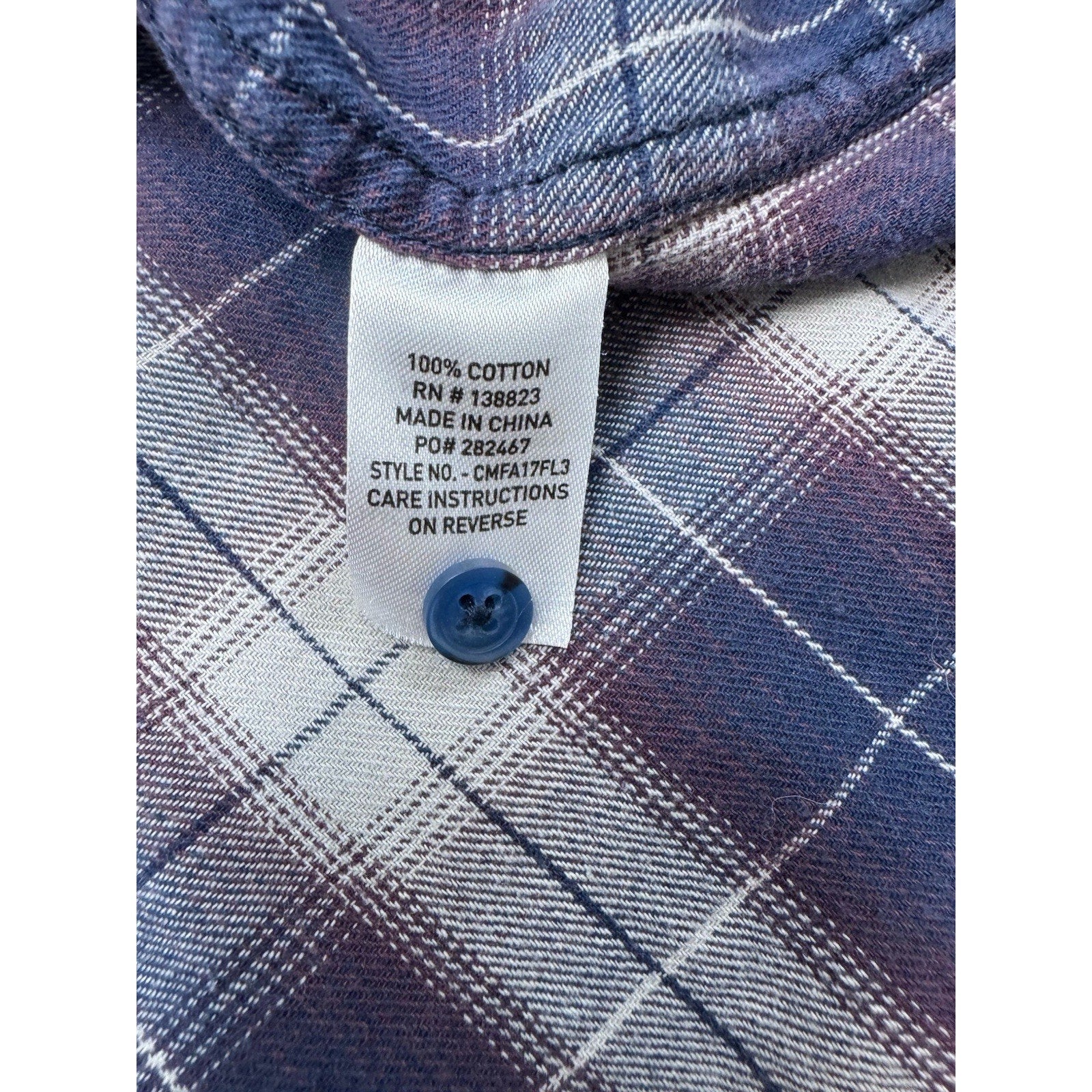 Cody James Long Sleeve Western Pearl Snap Flannel Purple Plaid L