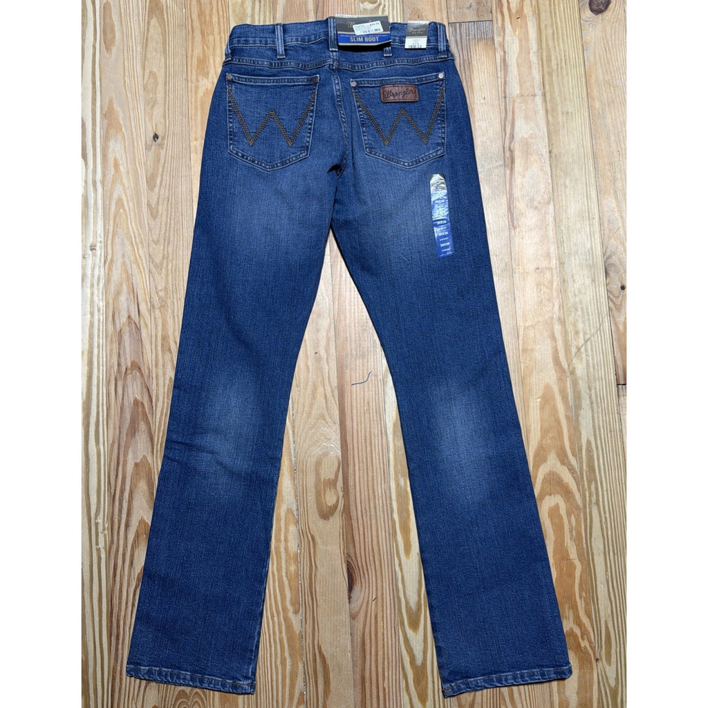 Wrangler Retro Slim Boot Jeans Mens 30x36 Medium Wash Blue Stretch Denim New!