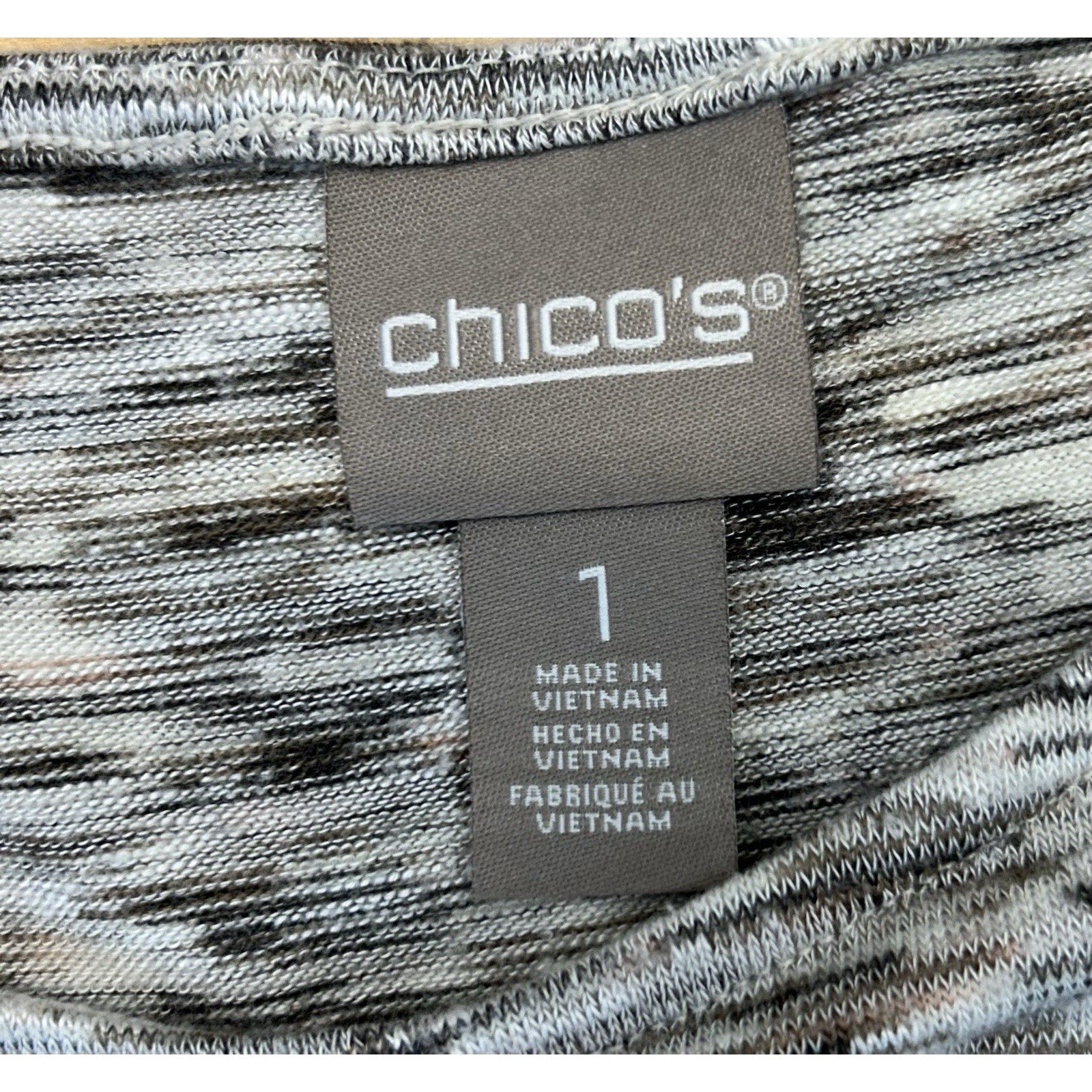Chicos Shirt Women's 1 Medium mimi marble spacedye heather wrap 3/4 Sleeve.