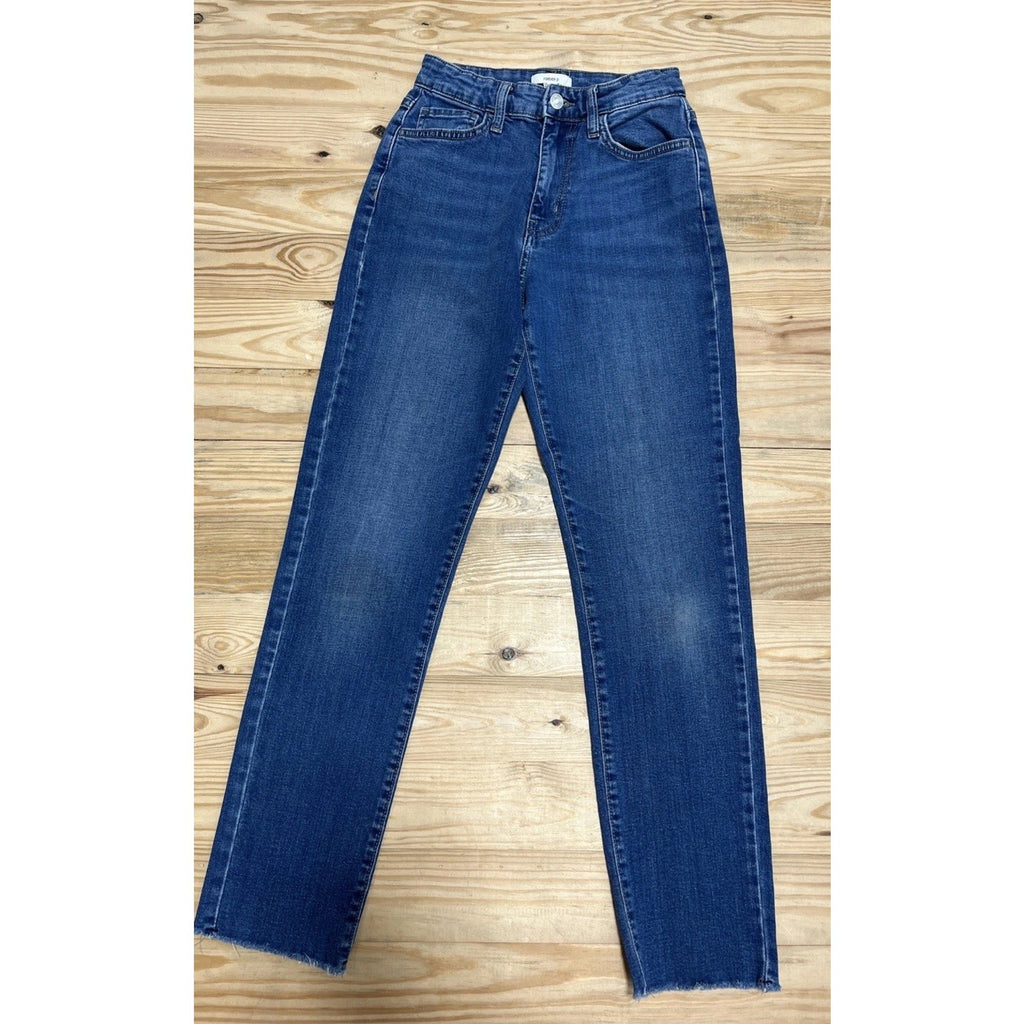 FOREVER 21 Skinny Ankle Jeans Women's Plus Size 25 Blue Raw Hem Mid Rise