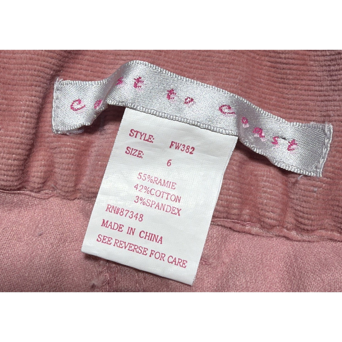 Coast 2 Coast Women Corduroy High Rise Wide Leg Flare Cropped Pants Pink Size 6