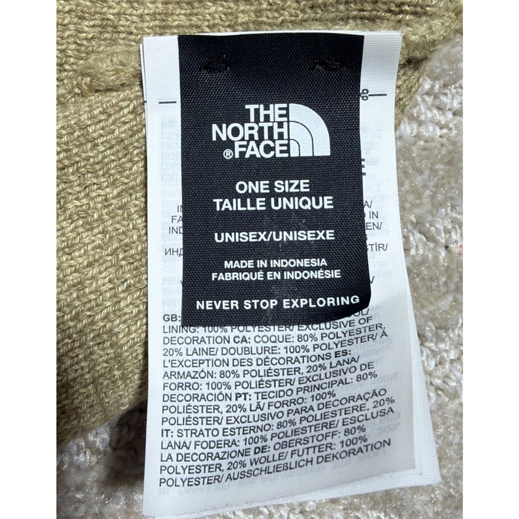 The North Face Hat Beanie Fitted Uni Sex One Size Biege Wool Blend Knit Outdoor