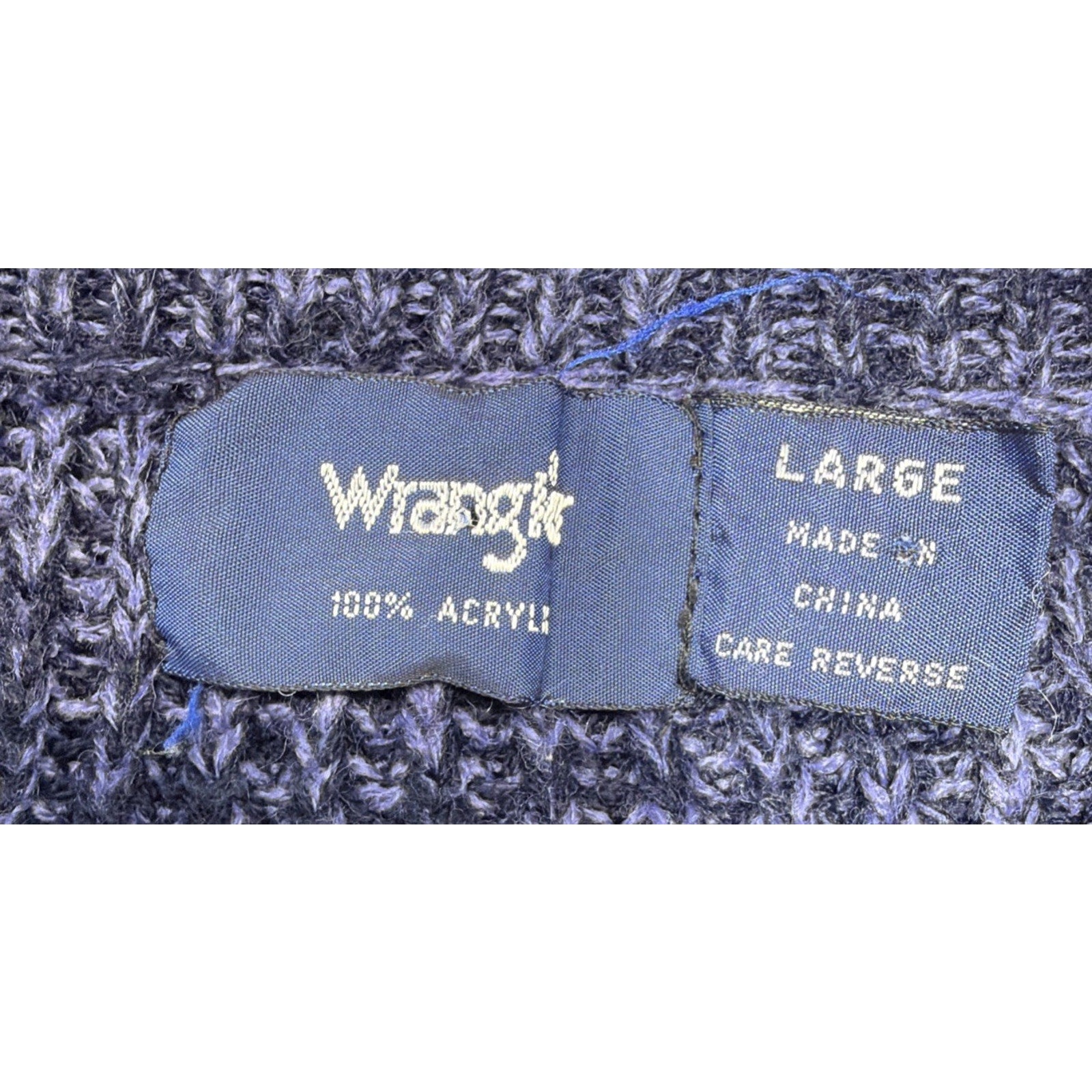 Wrangler Jeans Sweater Men's Large Vintage Color Block Knit Acrylic Sweatshirt