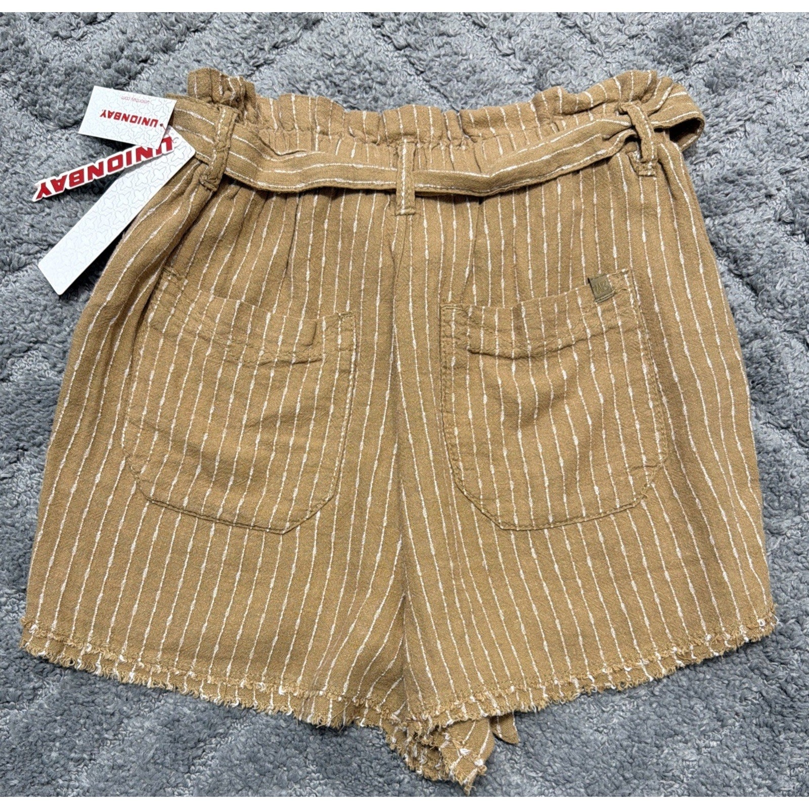 Union Bay Belted Linen Blend High Rise Shorts L New With Tags