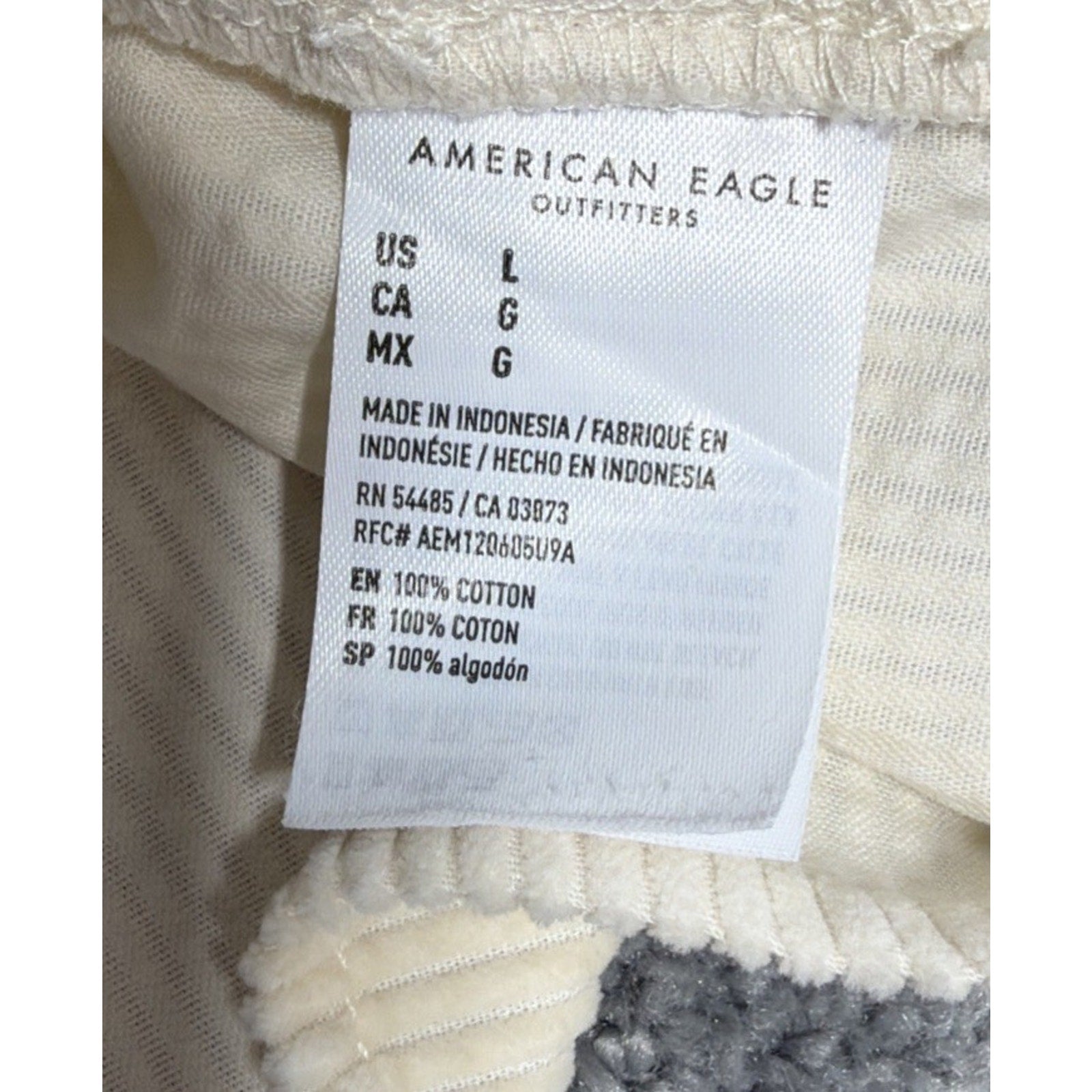 American Eagle Cropped Corduroy Jacket Womens Large Ivory Button Front Oversized