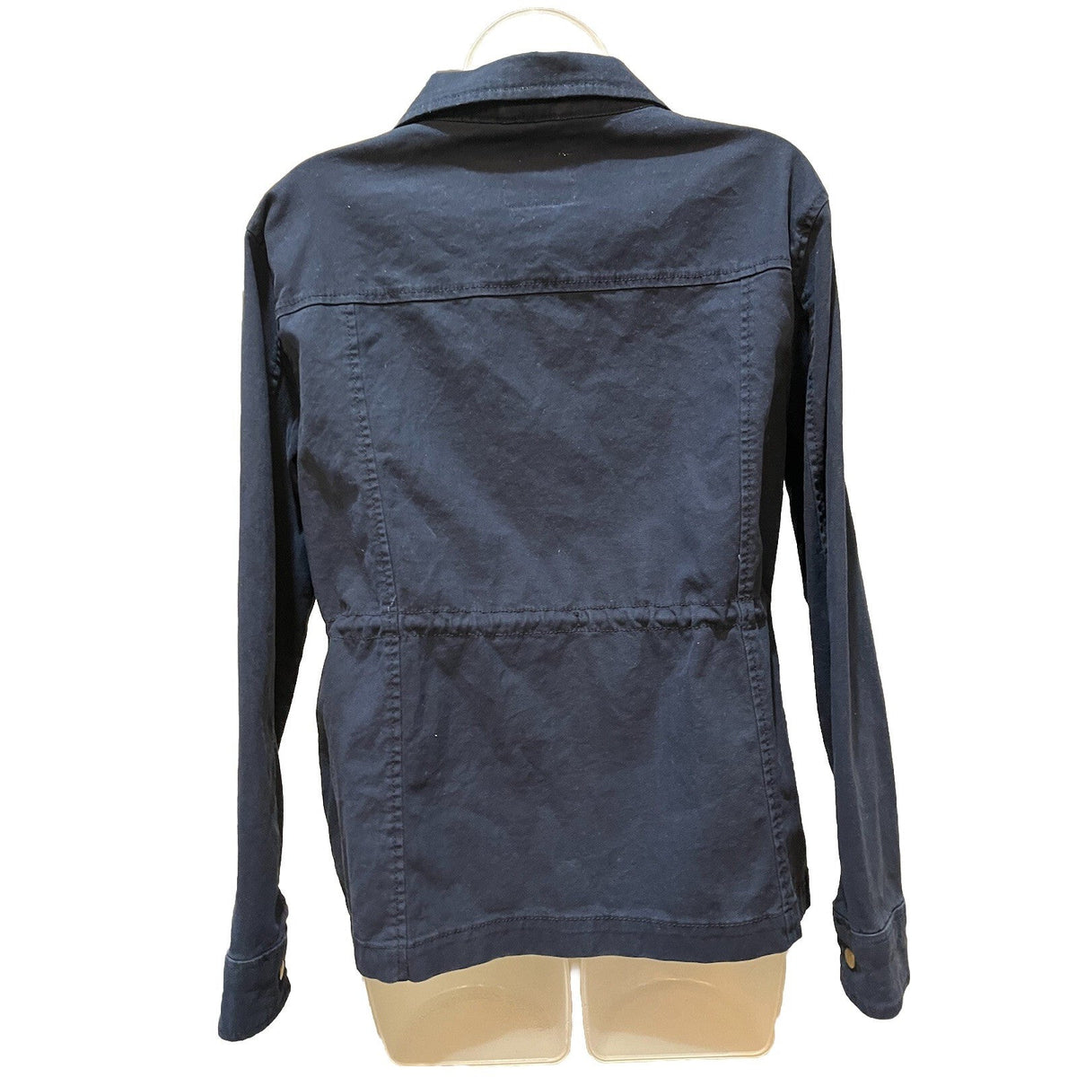 Old Navy Navy Blue Utility Military Jacket Front Zip Snap Pockets Cinch Waist S