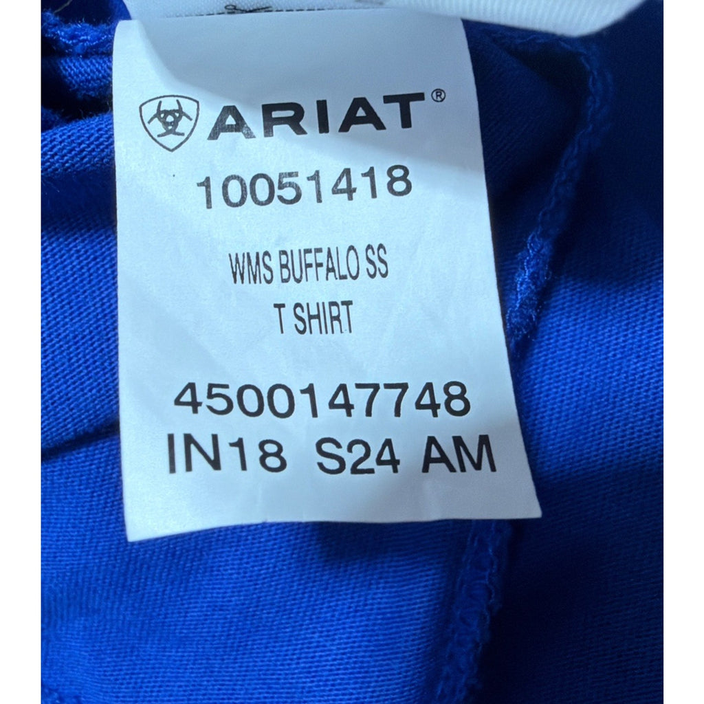 Ariat Women’s Blue Graphic T-Shirt Relaxed Fit Buffalo Western Top Size XL