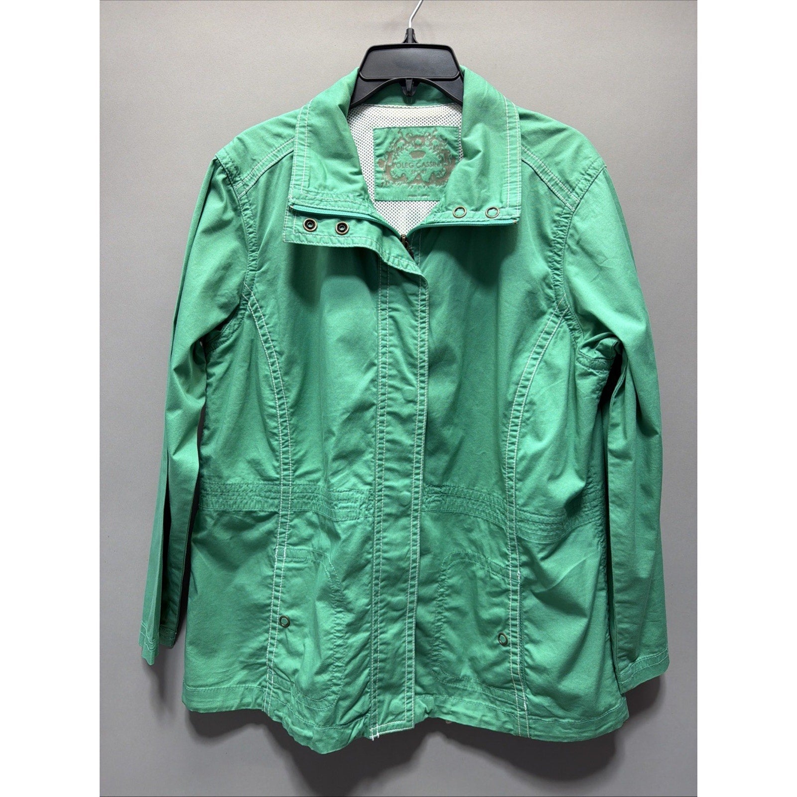 Oleg Cassini Sport Vintage Green Snap-Button Jacket Women's Size Large