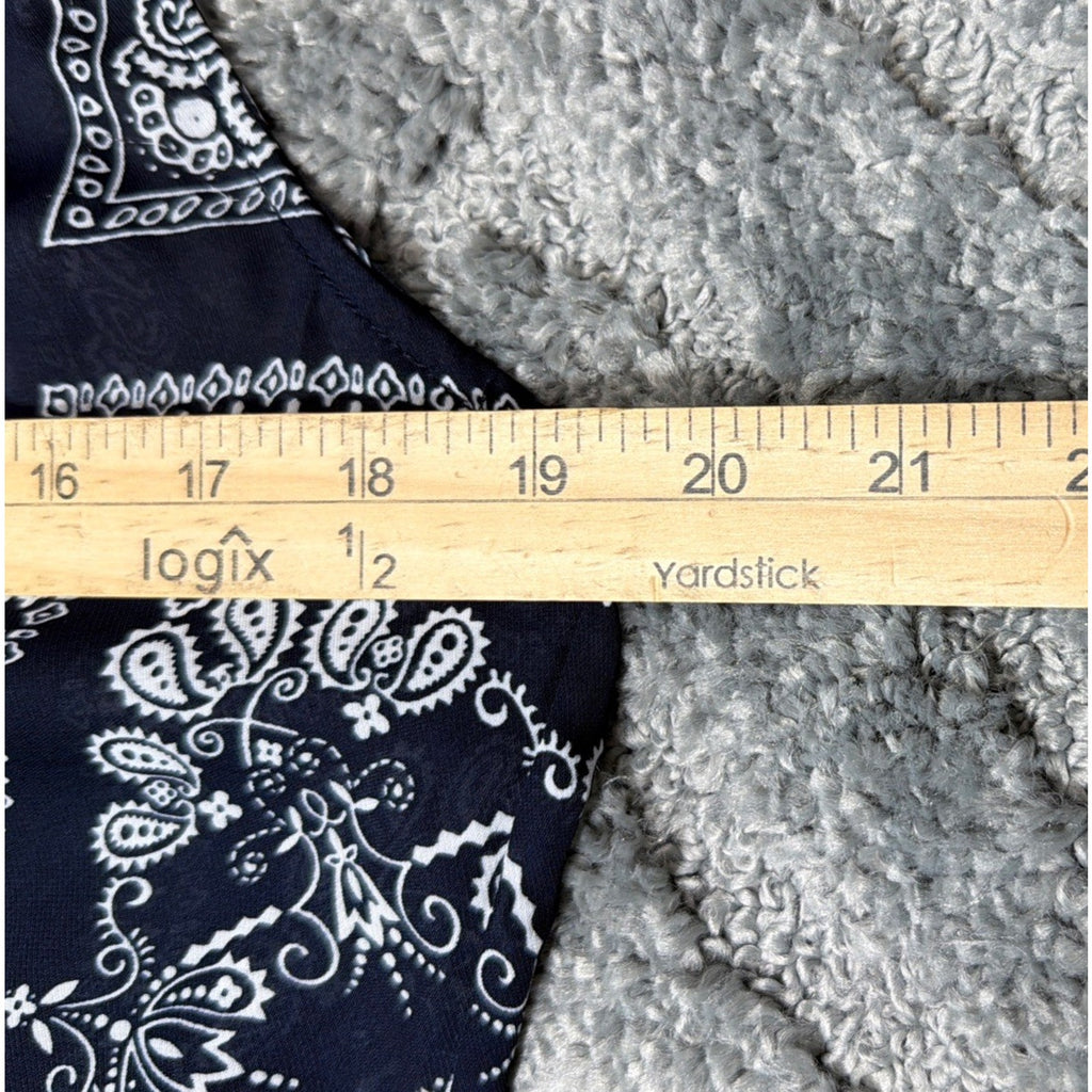 Banana Republic Top Womens XS Paisley Semi Sheer Tunic Blouse Blue 1/2 Button