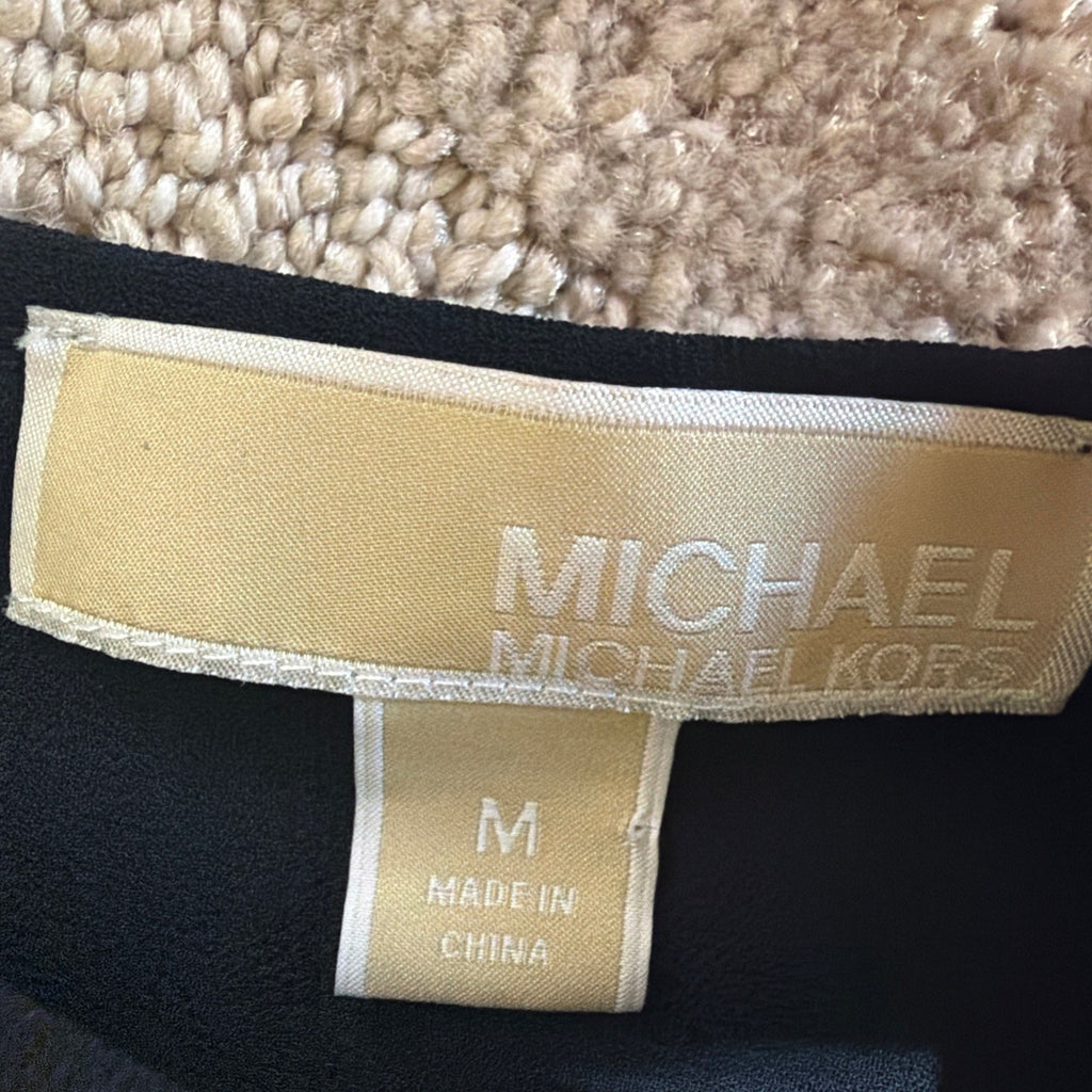 Michael Kors Womens Blouse Shirt Pleated Front Sleeveless Navy Blue
