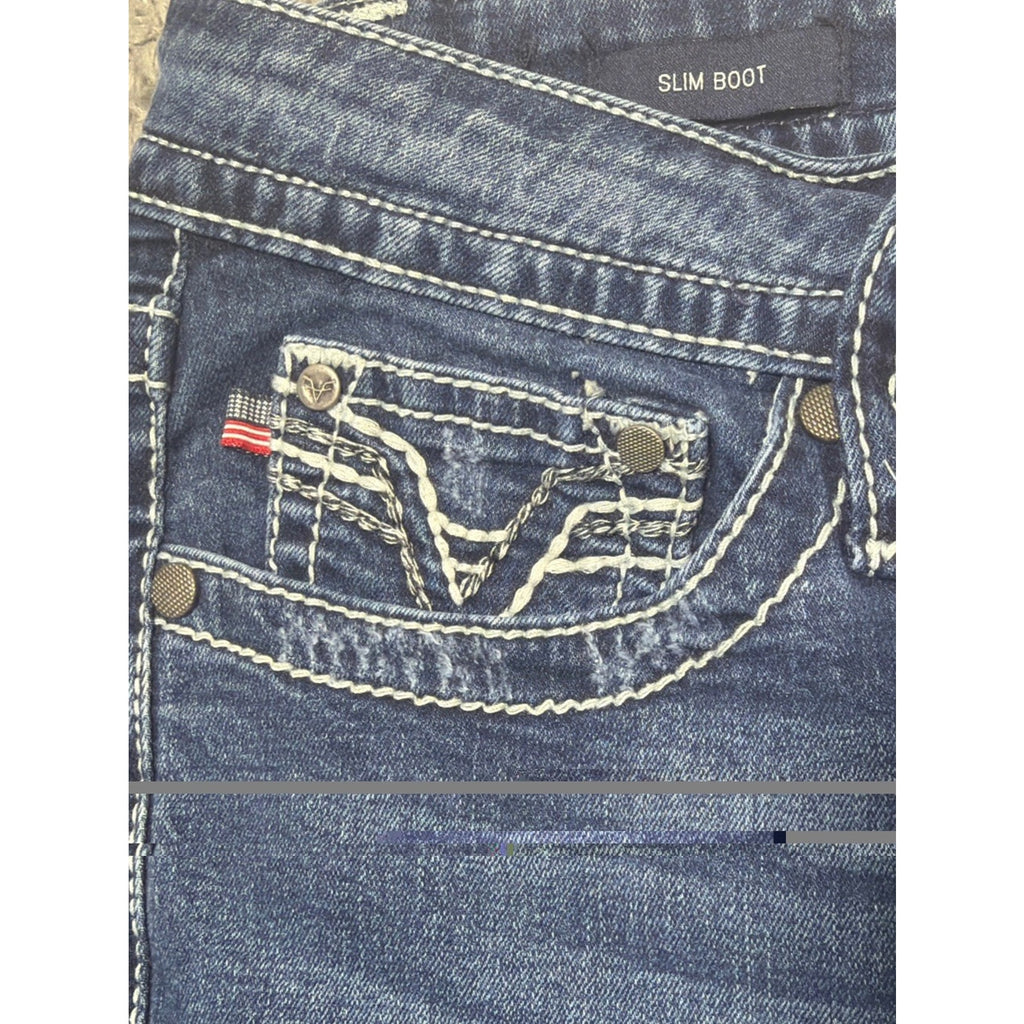 Women's Vigoss Slim Boot Heritage Fit Flap Denim Jeans Western 8/33x31