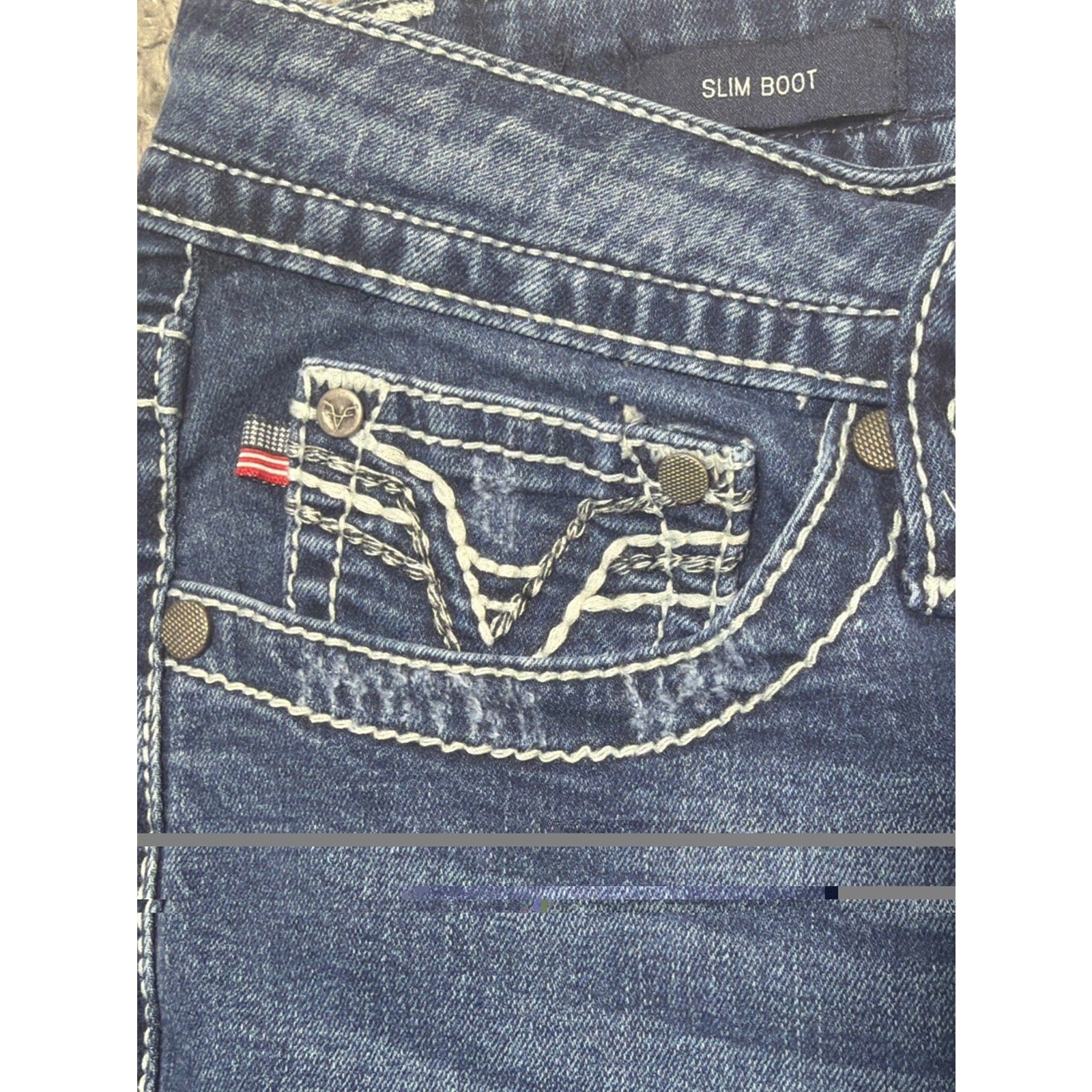 Women's Vigoss Slim Boot Heritage Fit Flap Denim Jeans Western 8/33x31