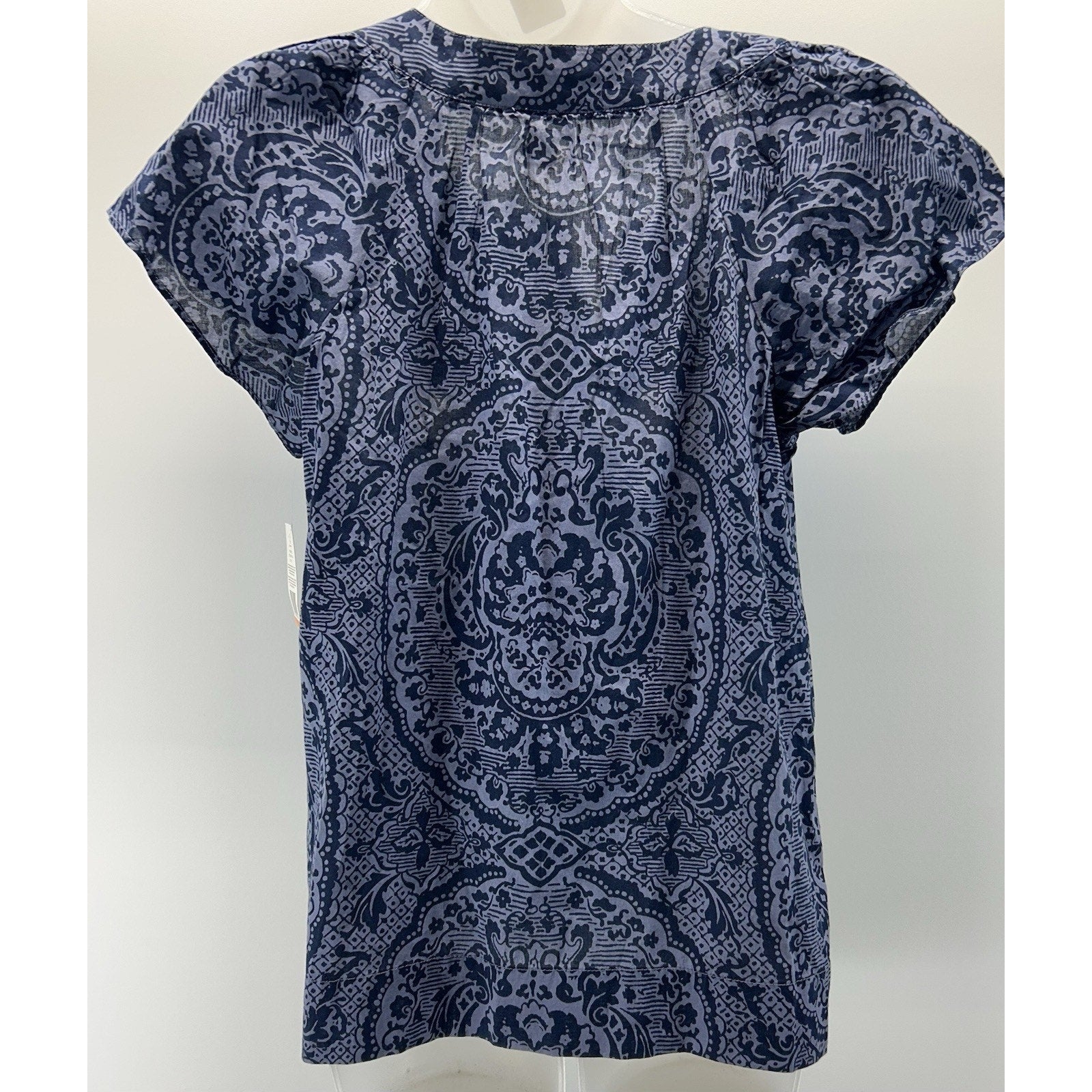 NWT Tommy Hilfiger Blue Paisley Short Sleeve Bohemian Shirt Small. Mfg Date 6/10