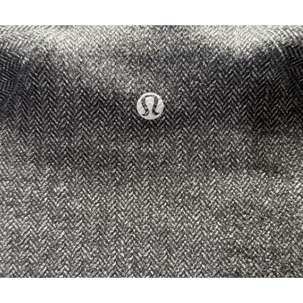 Lululemon Think Fast Long Sleeve Top Womens 8 Gray Herringbone Rulu Thumbholes