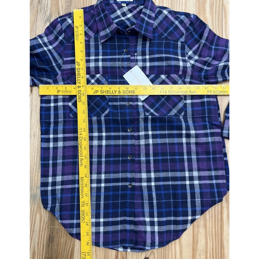 NWT Lilicherry Long Sleeve Plaid Flannel Button Up Shirt Size 8