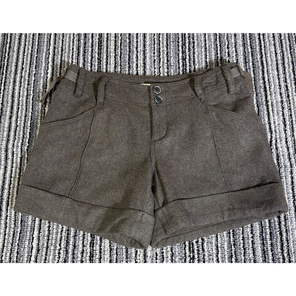 Anthropologie Hei Hei Women's Green Lined Wool Blend Mid Rise Shorts Size 6 30x5