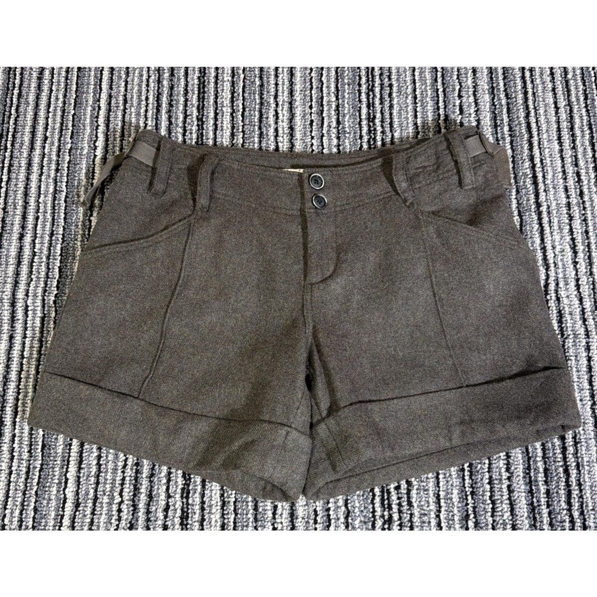 Anthropologie Hei Hei Women's Green Lined Wool Blend Mid Rise Shorts Size 6 30x5