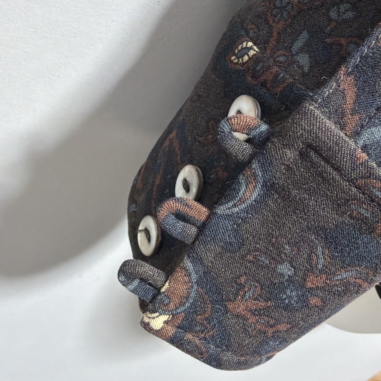Vintage La Cabana Brown Paisley Long Sleeve Button Up Shirt Women Size: M