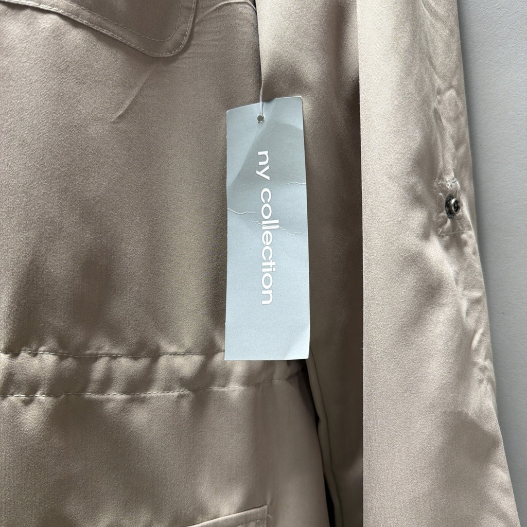 Utility Safari Jacket Size Large Cinch Tie Waist boho NY Collection Taupe NWT