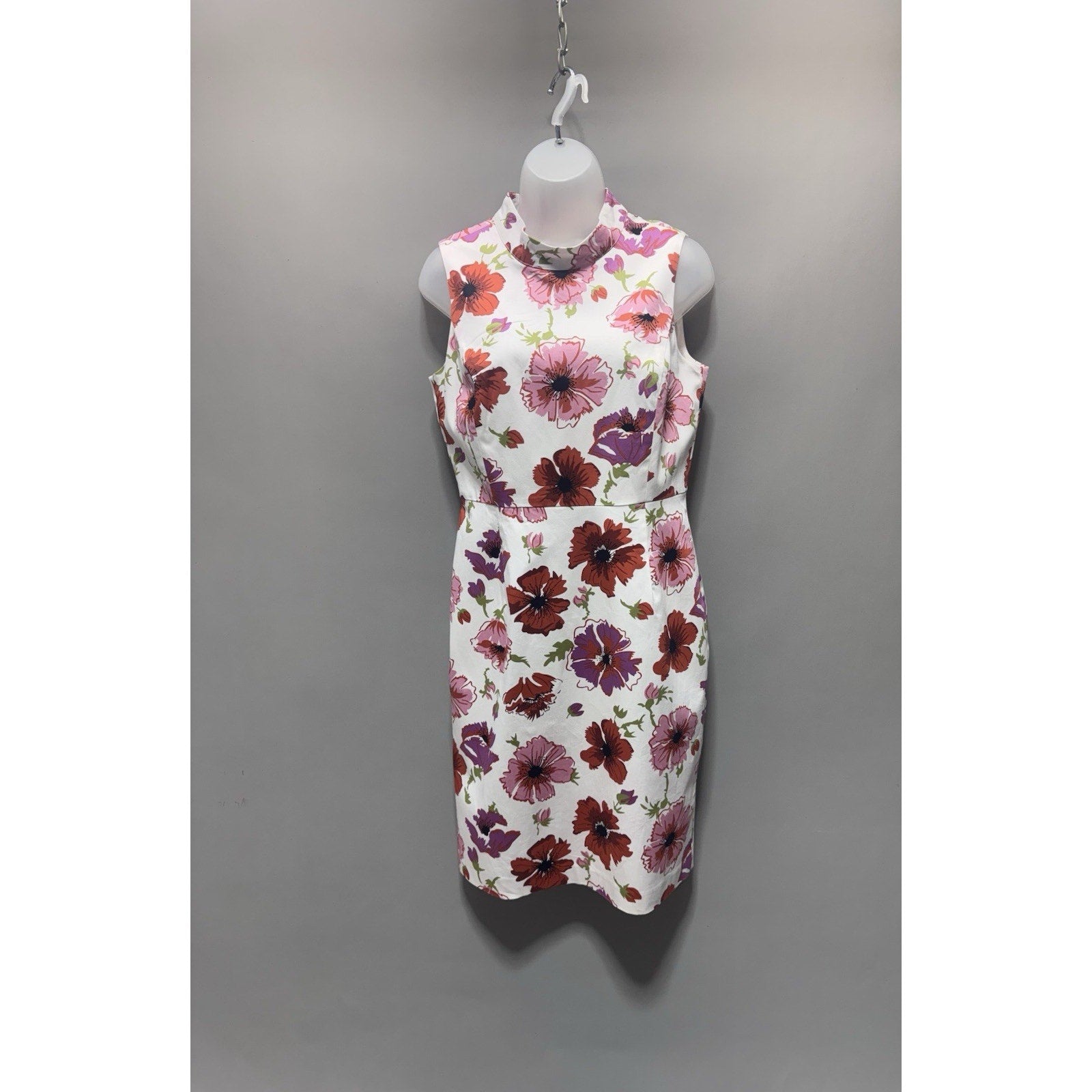 Brooks Brothers Floral Sheath Dress Women’s 6 Sleeveless Mock Neck Cotton