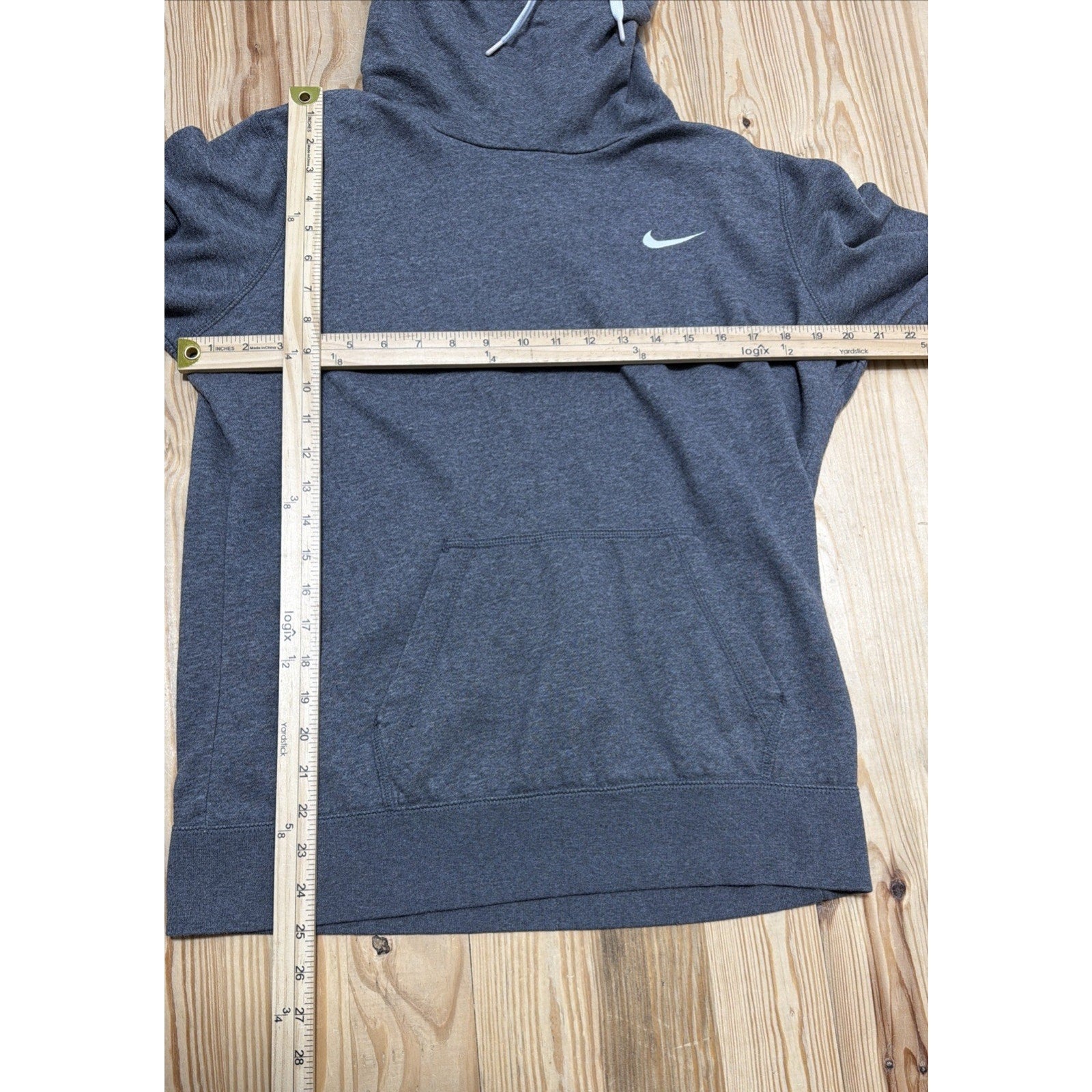 Nike Club Fleece Womens Hoodie Sweatshirt Gray Heathered Pocket Pullover L