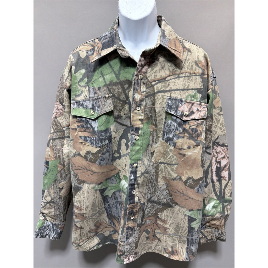 Vtg Buckthorn Mens XL Camouflage Heavyweight Button Front Shirt Made USA 2004