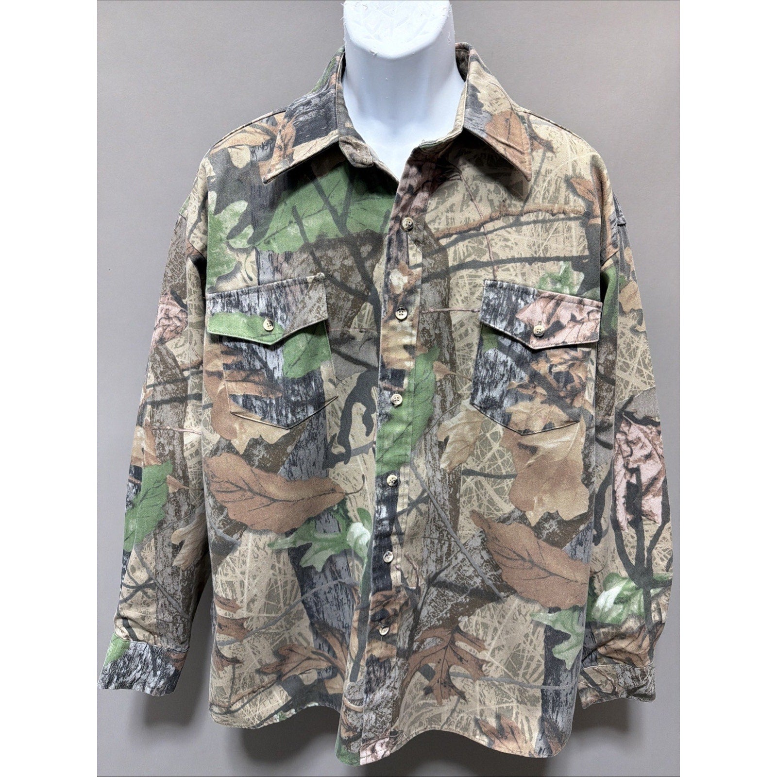 Vtg Buckthorn Mens XL Camouflage Heavyweight Button Front Shirt Made USA 2004