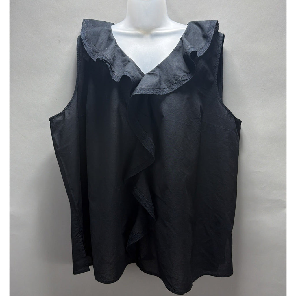 NWT Lane Bryant Blouse Women Plus Size 20 Black Ruffle Boho Peasant Casual Top