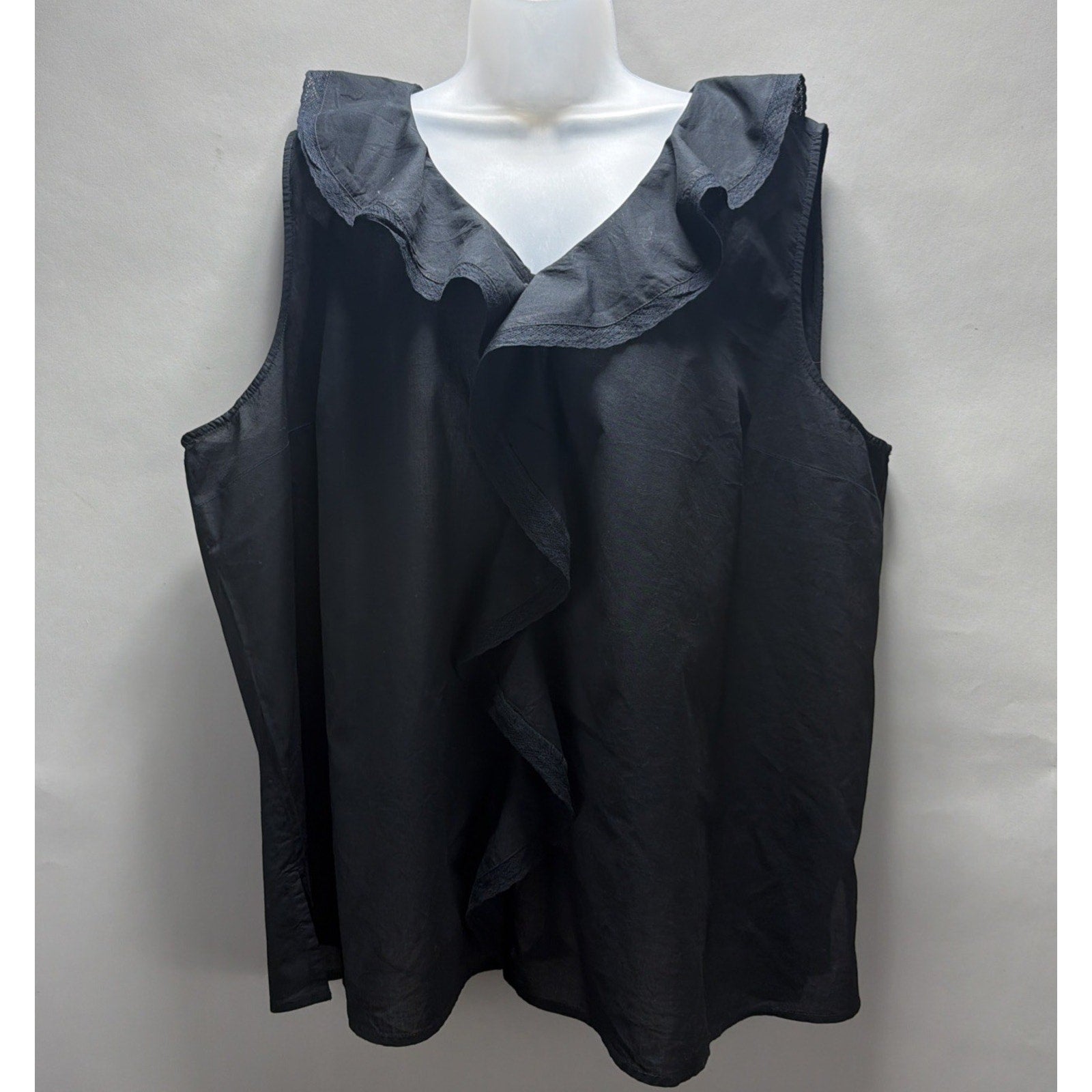 NWT Lane Bryant Blouse Women Plus Size 20 Black Ruffle Boho Peasant Casual Top