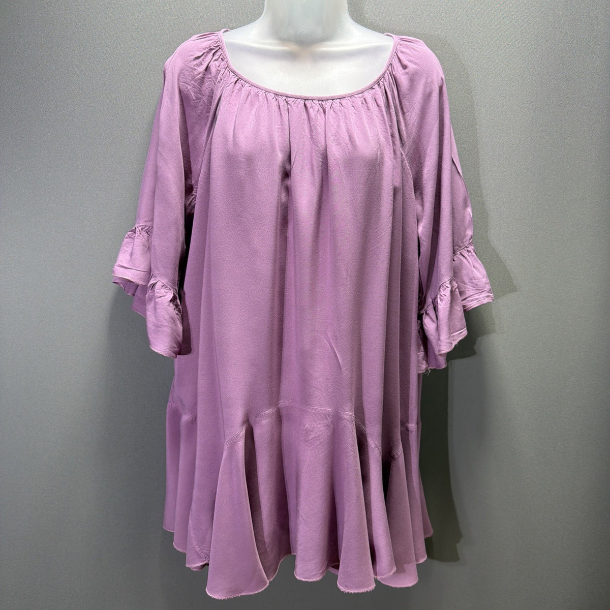 Women’s Lilac Scoop Neck Bell Sleeve Lined Oversized Dress Listicle Size Small