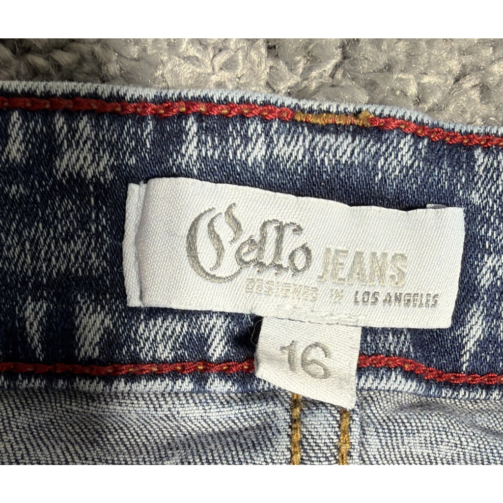 Cello Jeans Size 16 Blue Acid Wash Denim Distressed Skinny High Rise Jeans 33x31