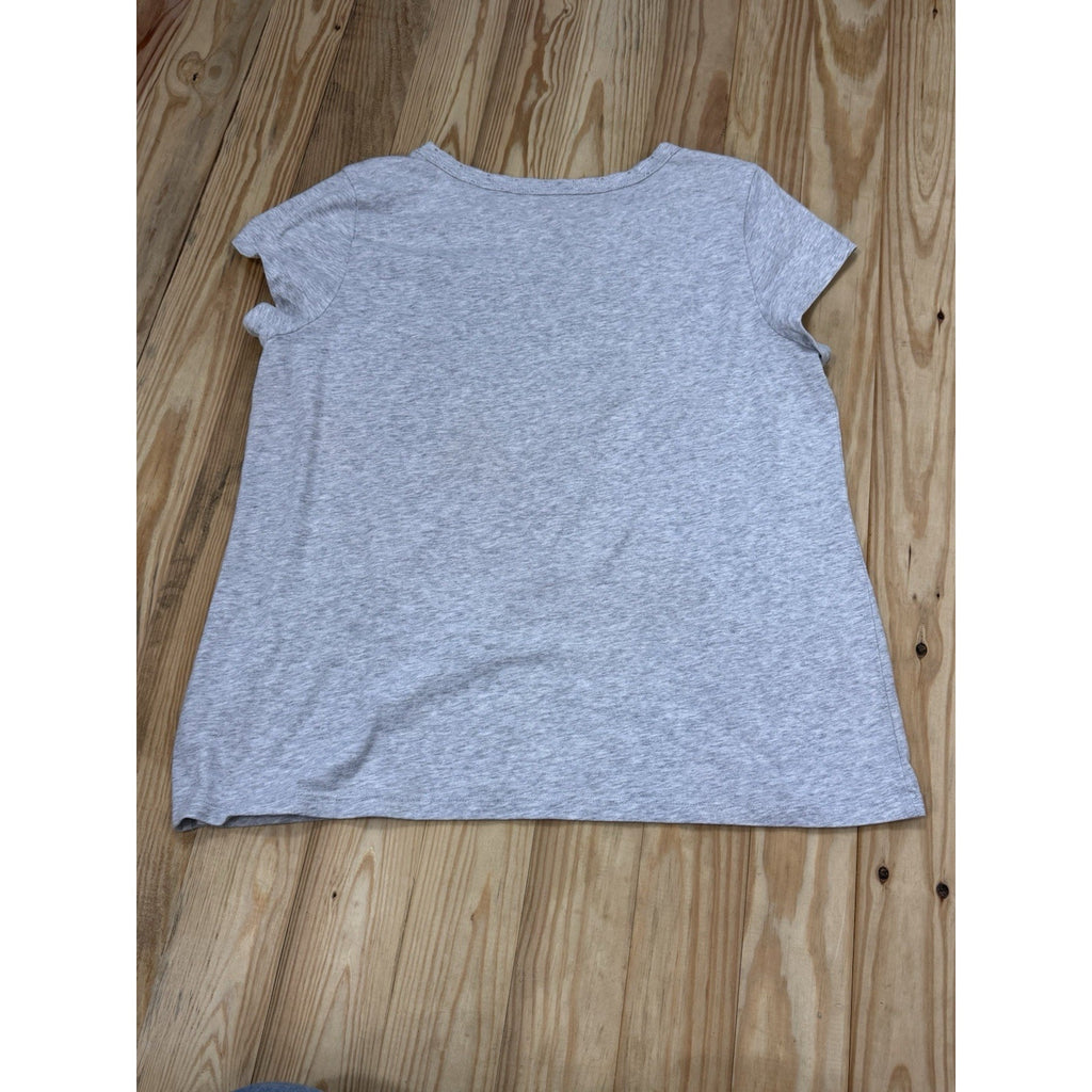 Womens Croft & Barrow Gray Short Sleeve Pink Flamingo Graphic Shirt Large EUC