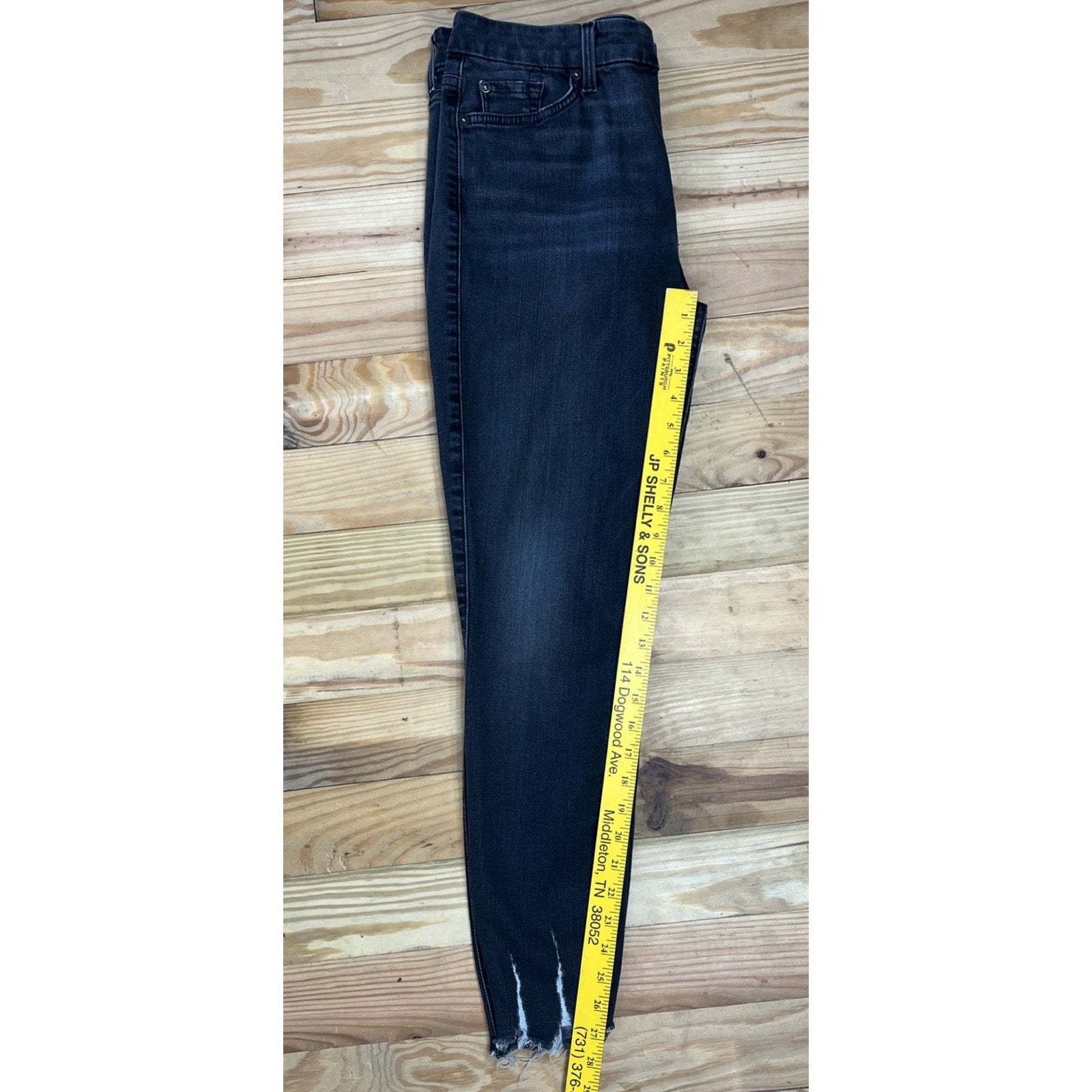 7 for all mankind b(air) The High Waist Ankle Skinny Jeans Black Raw Hem Size 31