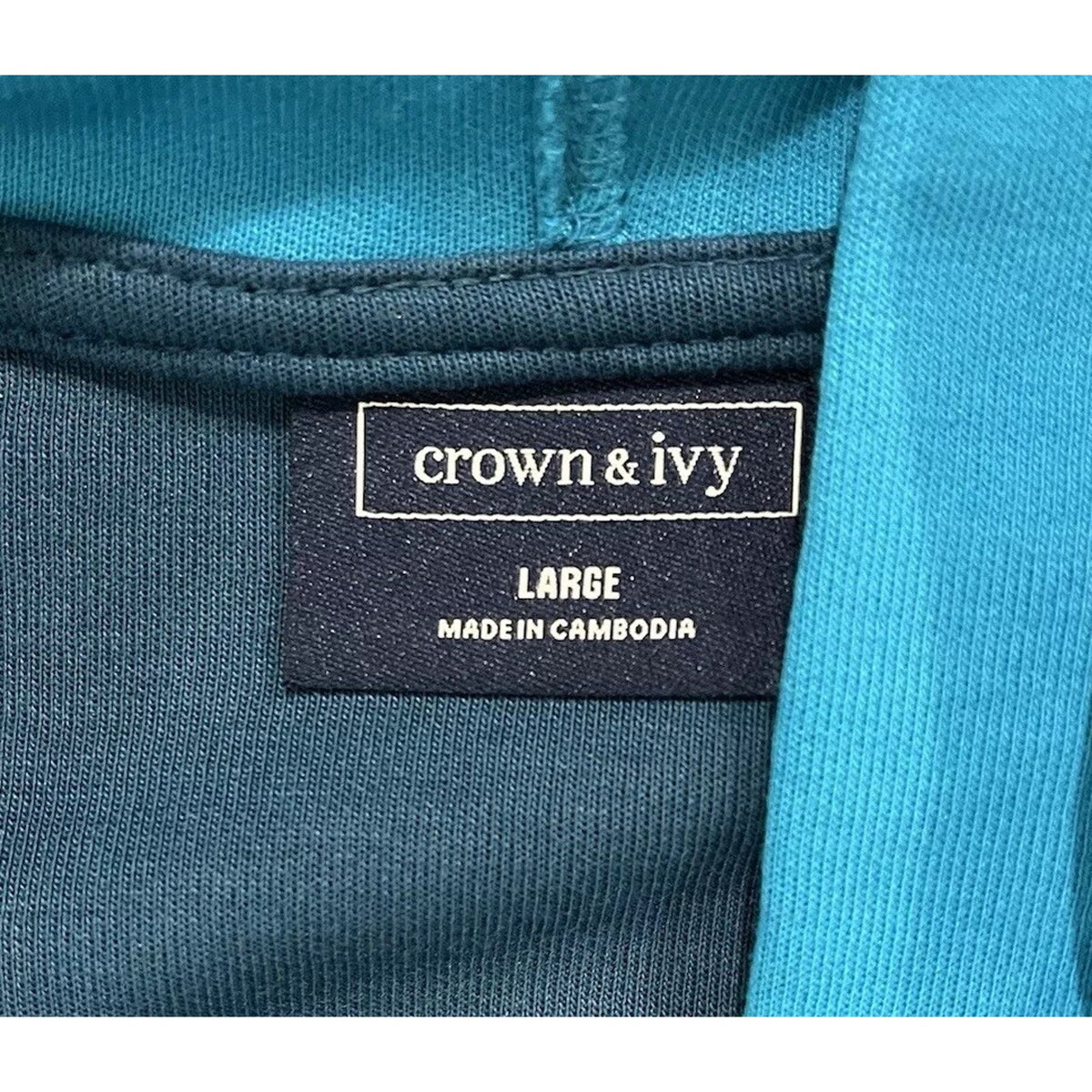 NWT CROWN & IVY Size L NEW Men's Slavic Turq High Neck 1/4 Zip Pullover Sweater