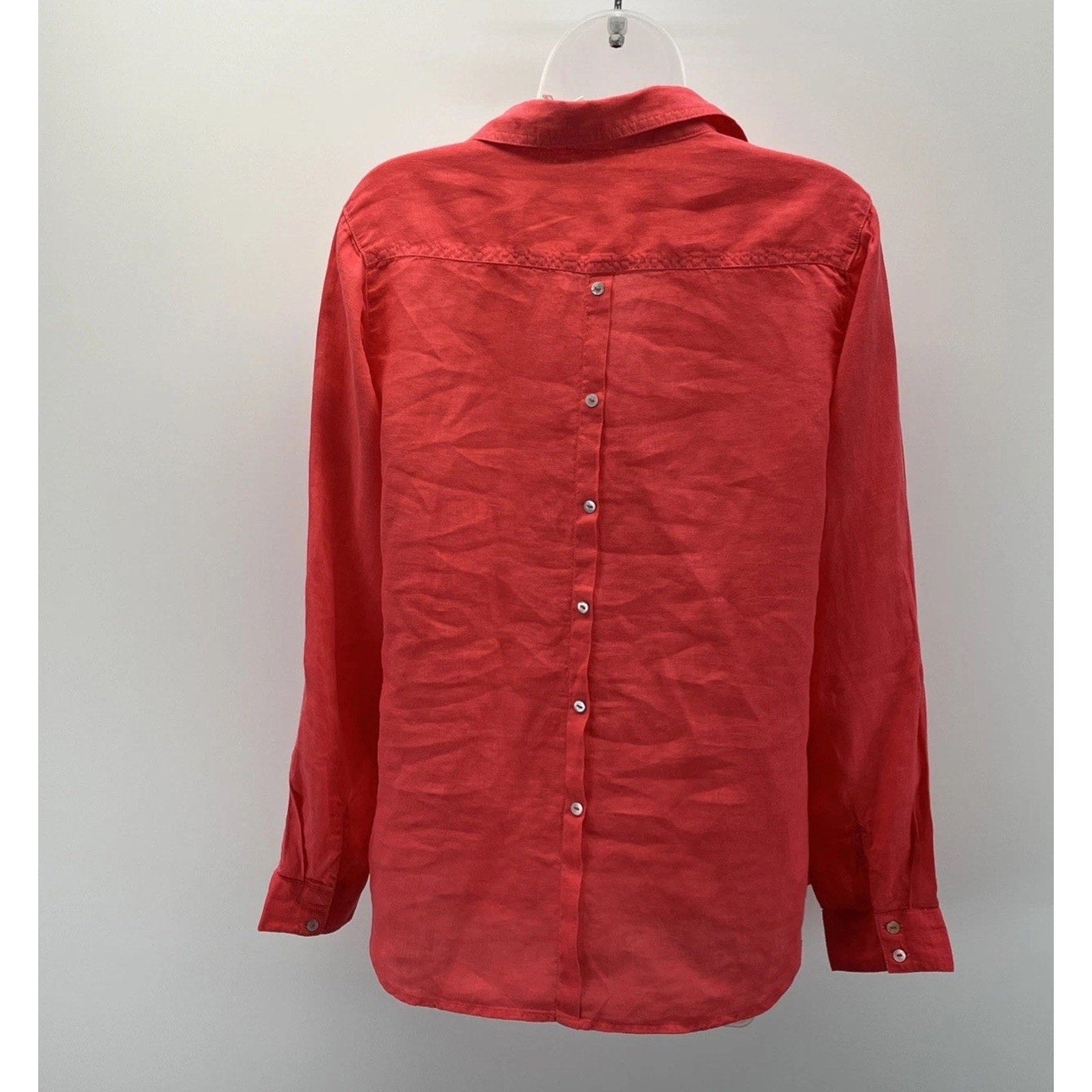 NWT Sigrid Olsen Women's Red Linen Button-Down Shirt - Size M